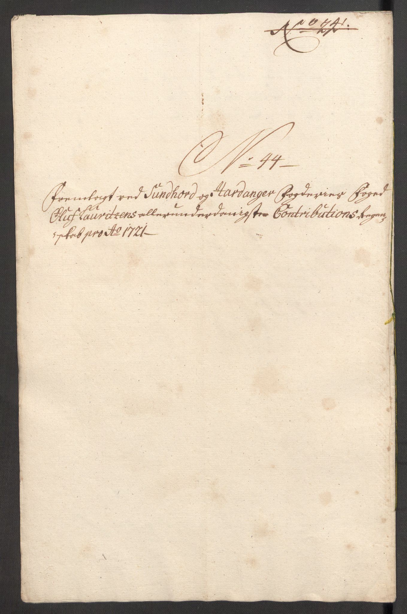 Rentekammeret inntil 1814, Reviderte regnskaper, Fogderegnskap, AV/RA-EA-4092/R48/L3000: Fogderegnskap Sunnhordland og Hardanger, 1721, p. 301