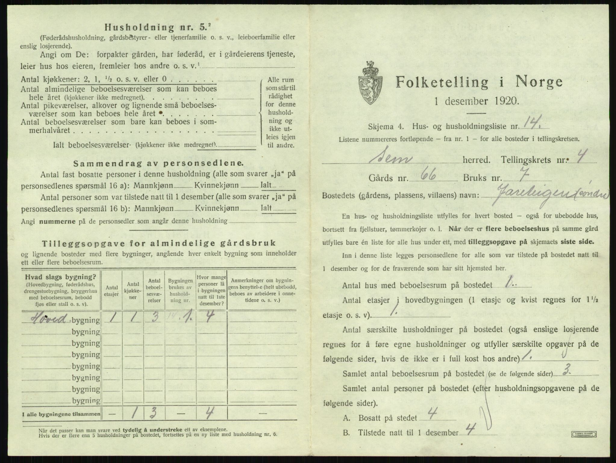SAKO, 1920 census for Sem, 1920, p. 771