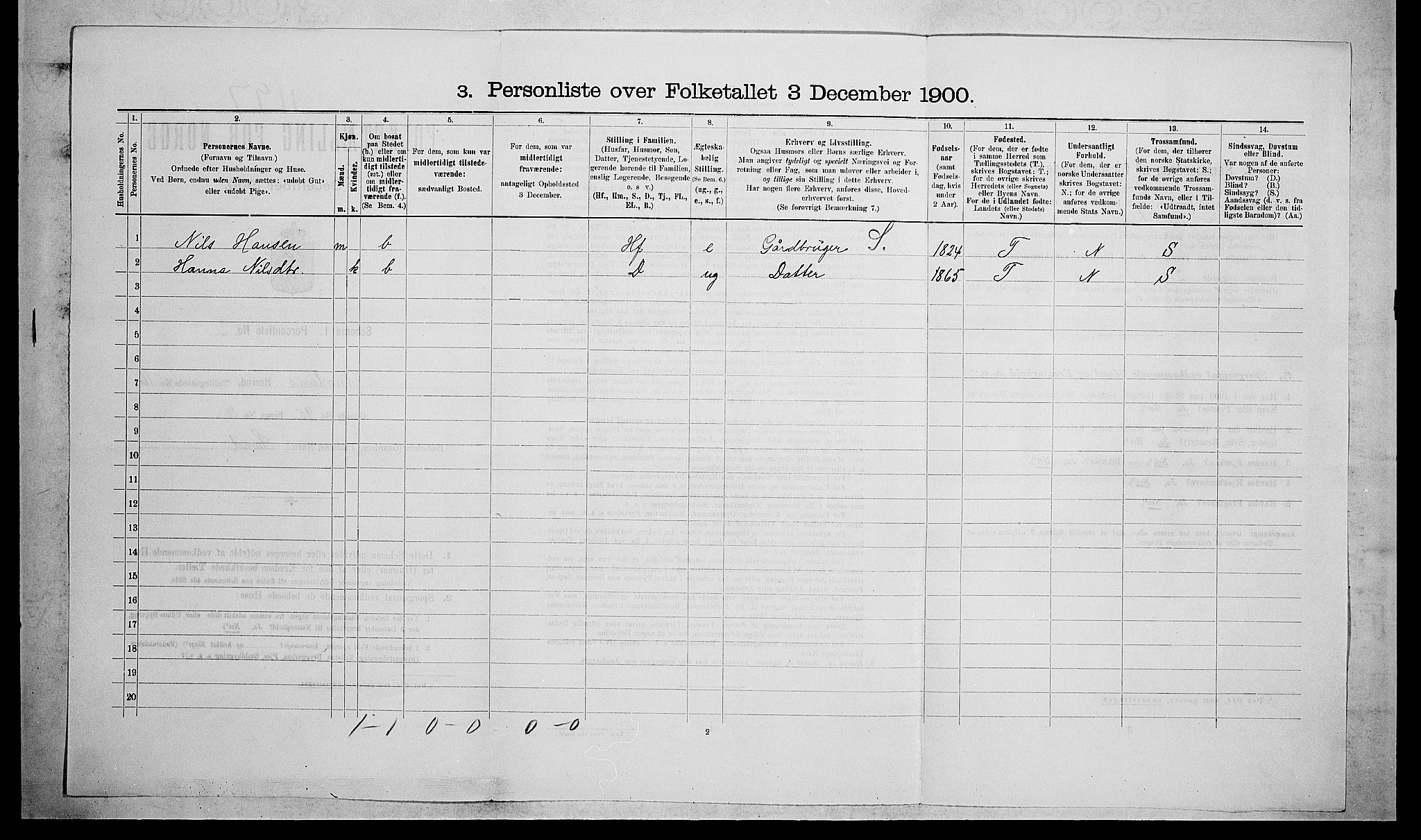 RA, 1900 census for Modum, 1900, p. 1990