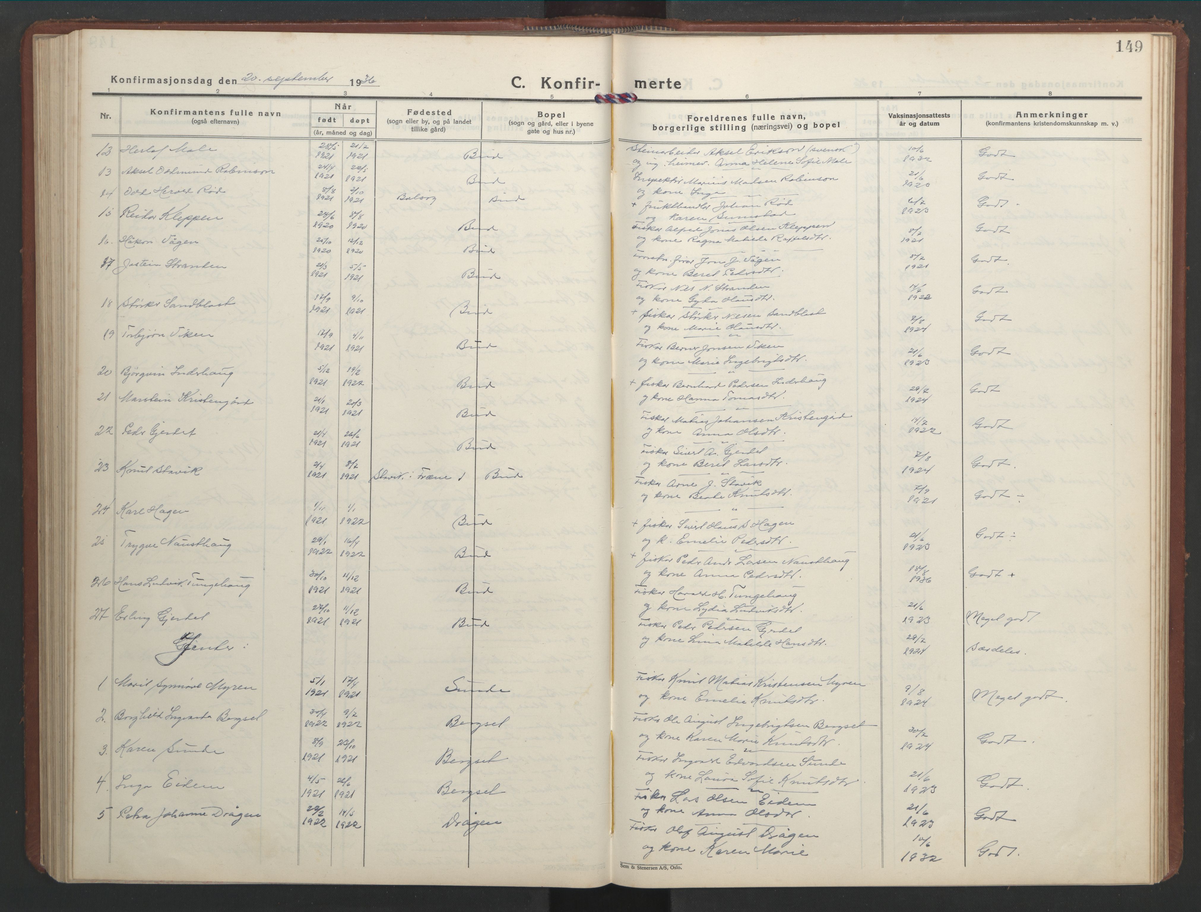 Ministerialprotokoller, klokkerbøker og fødselsregistre - Møre og Romsdal, AV/SAT-A-1454/566/L0775: Parish register (copy) no. 566C04, 1930-1946, p. 149