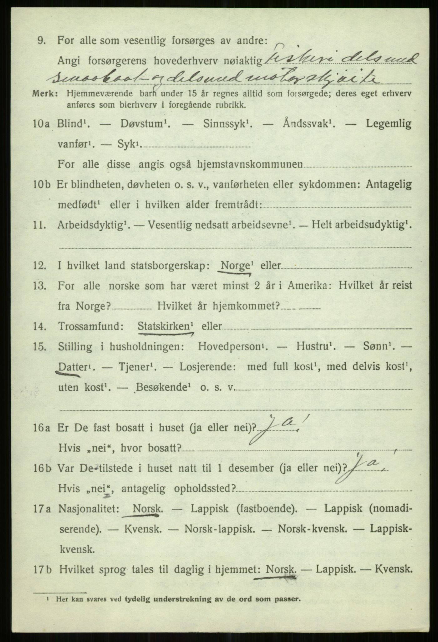 SATØ, 1920 census for Helgøy, 1920, p. 2030