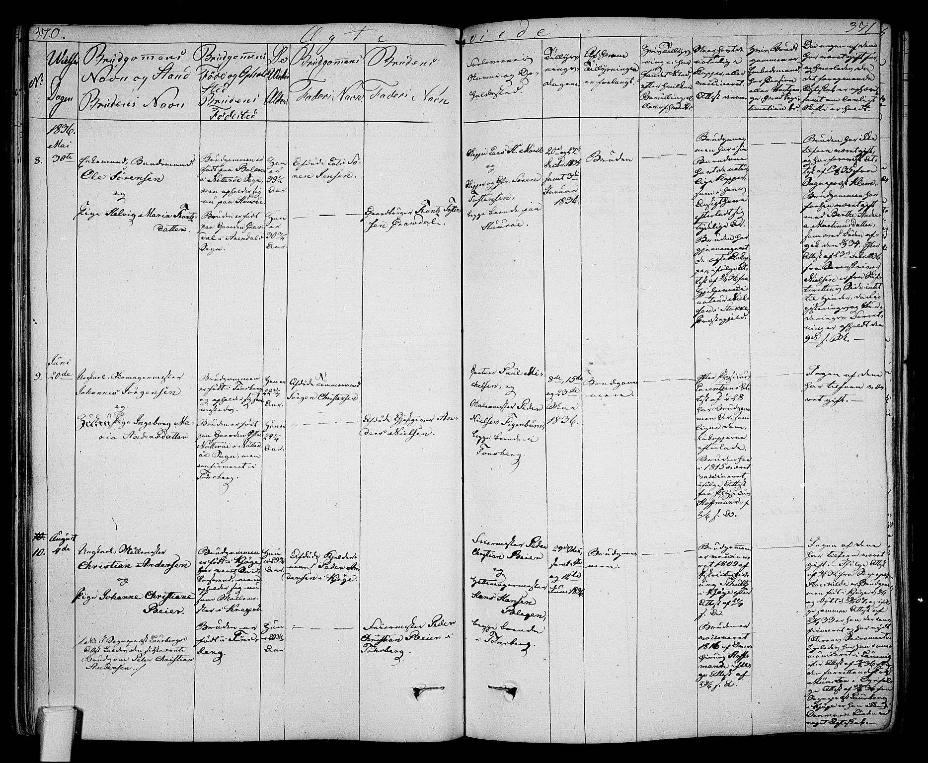 Tønsberg kirkebøker, SAKO/A-330/F/Fa/L0005: Parish register (official) no. I 5, 1827-1836, p. 370-371
