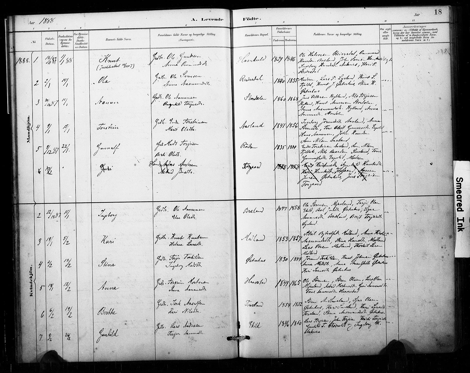 Åseral sokneprestkontor, AV/SAK-1111-0051/F/Fa/L0003: Parish register (official) no. A 3, 1884-1901, p. 18