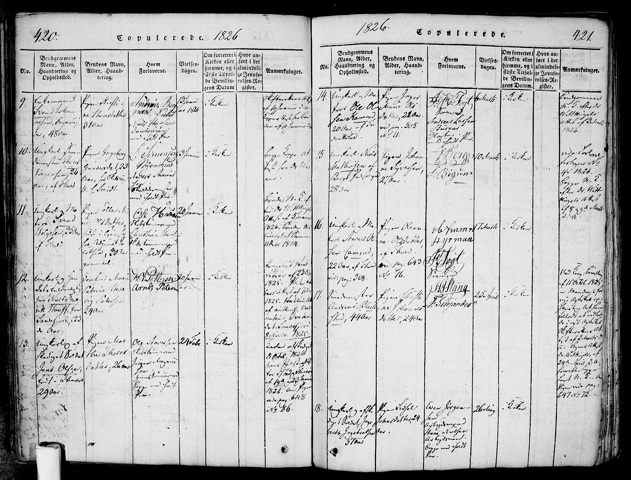 Halden prestekontor Kirkebøker, SAO/A-10909/F/Fa/L0003: Parish register (official) no. I 3, 1815-1834, p. 420-421