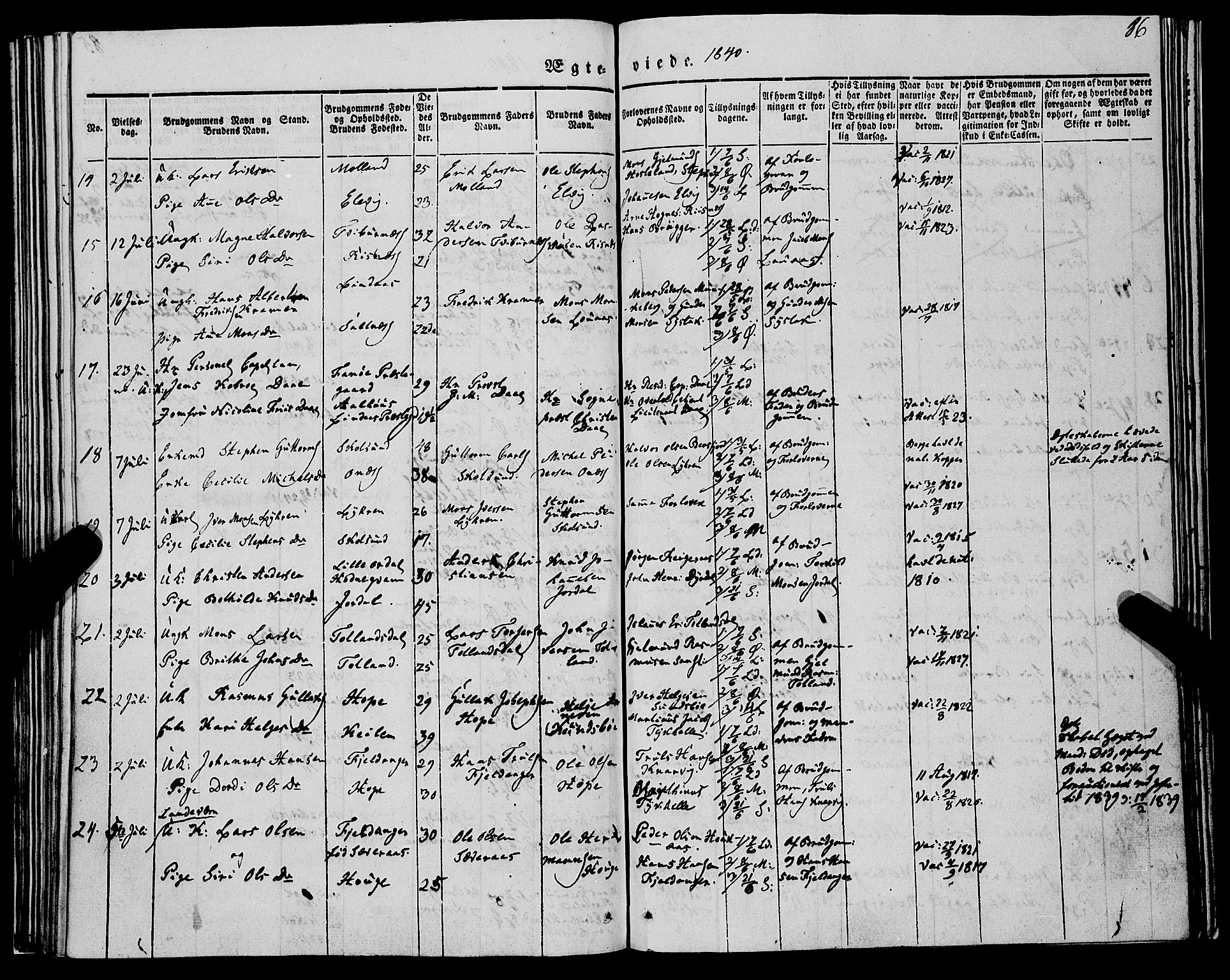 Lindås Sokneprestembete, SAB/A-76701/H/Haa: Parish register (official) no. A 12, 1836-1848, p. 86