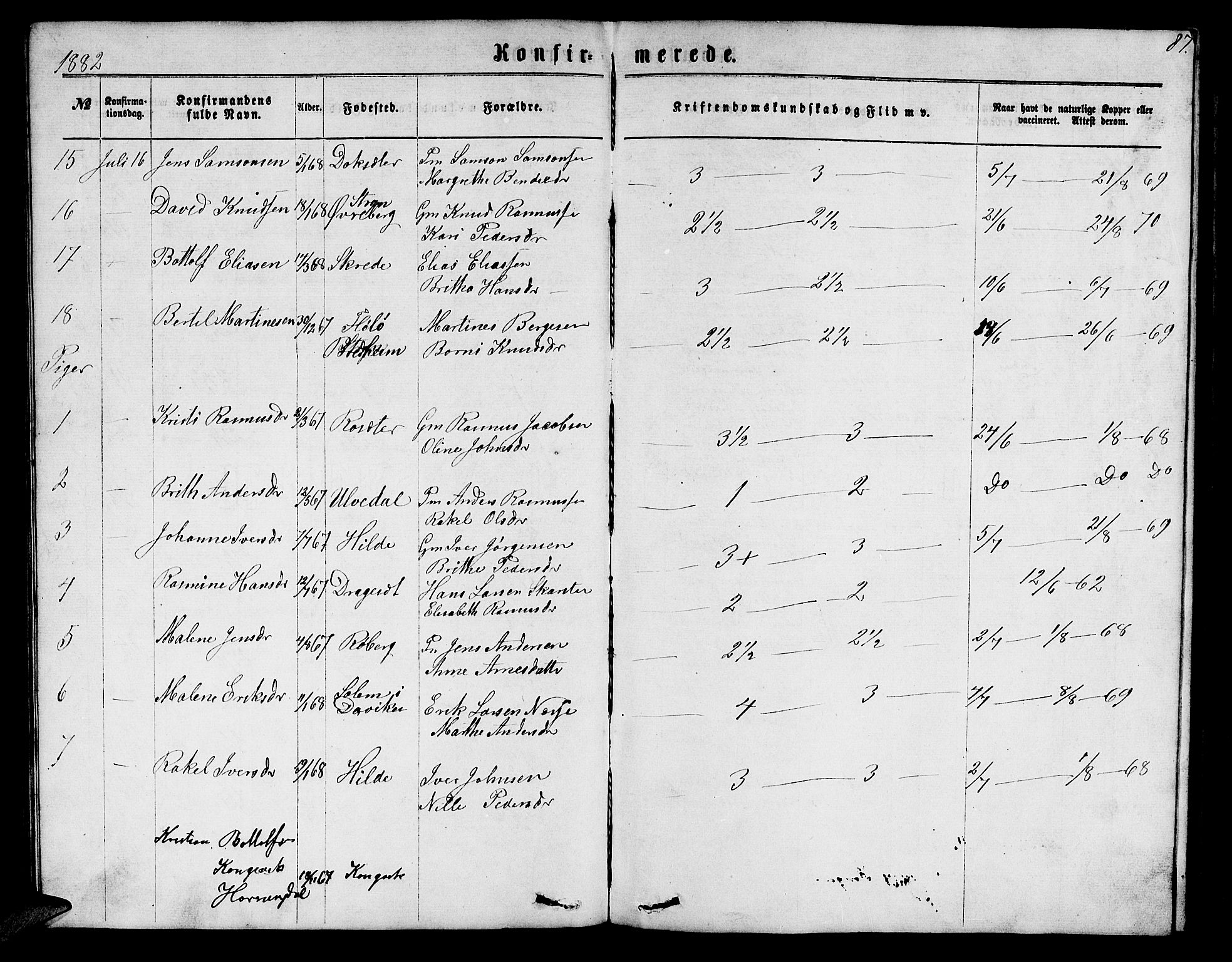 Innvik sokneprestembete, AV/SAB-A-80501: Parish register (copy) no. A 2, 1864-1885, p. 87