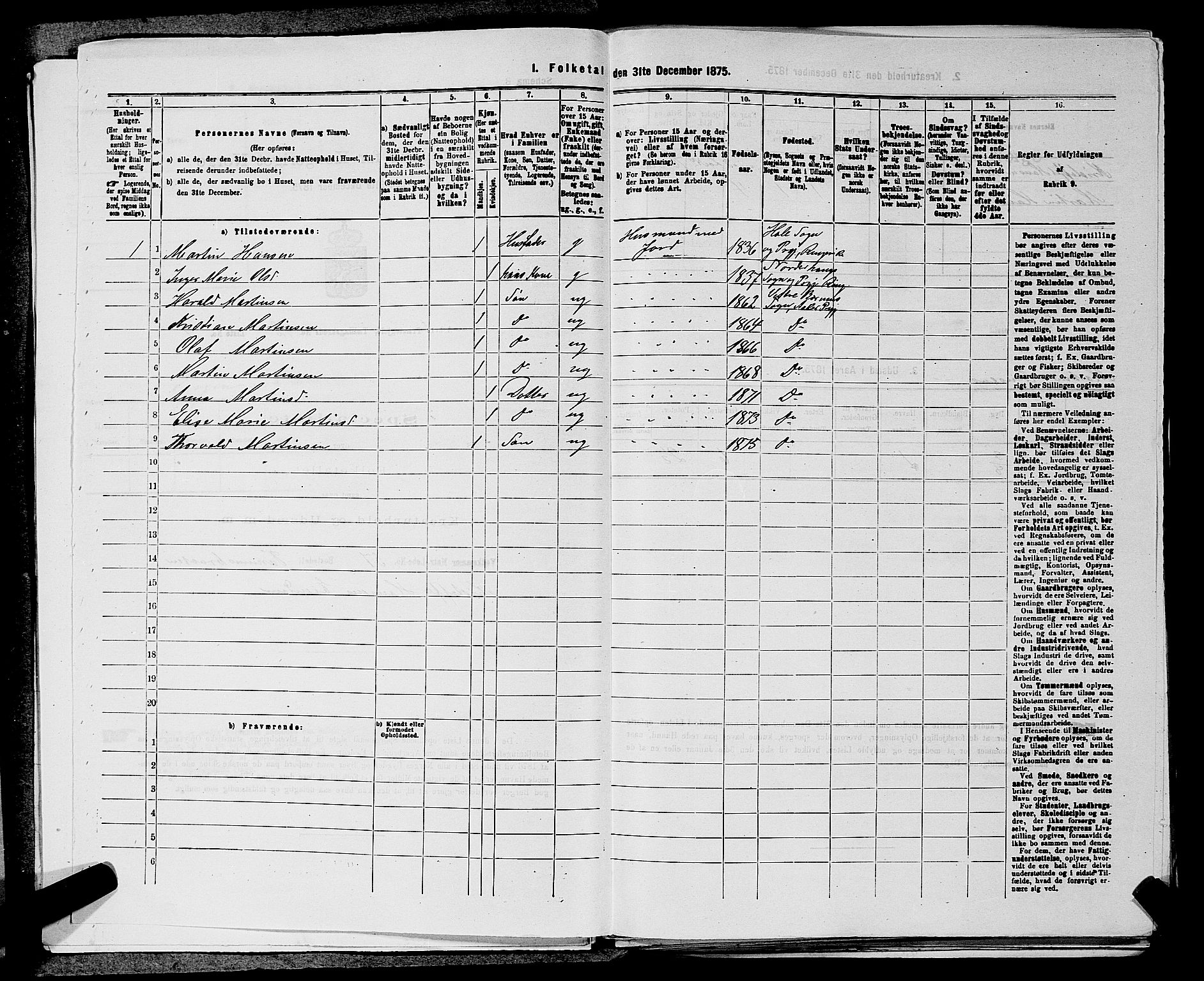 RA, 1875 census for 0220P Asker, 1875, p. 2049