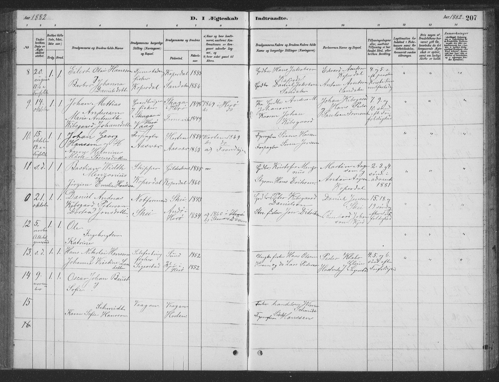 Ministerialprotokoller, klokkerbøker og fødselsregistre - Nordland, SAT/A-1459/835/L0532: Parish register (copy) no. 835C04, 1880-1905, p. 207