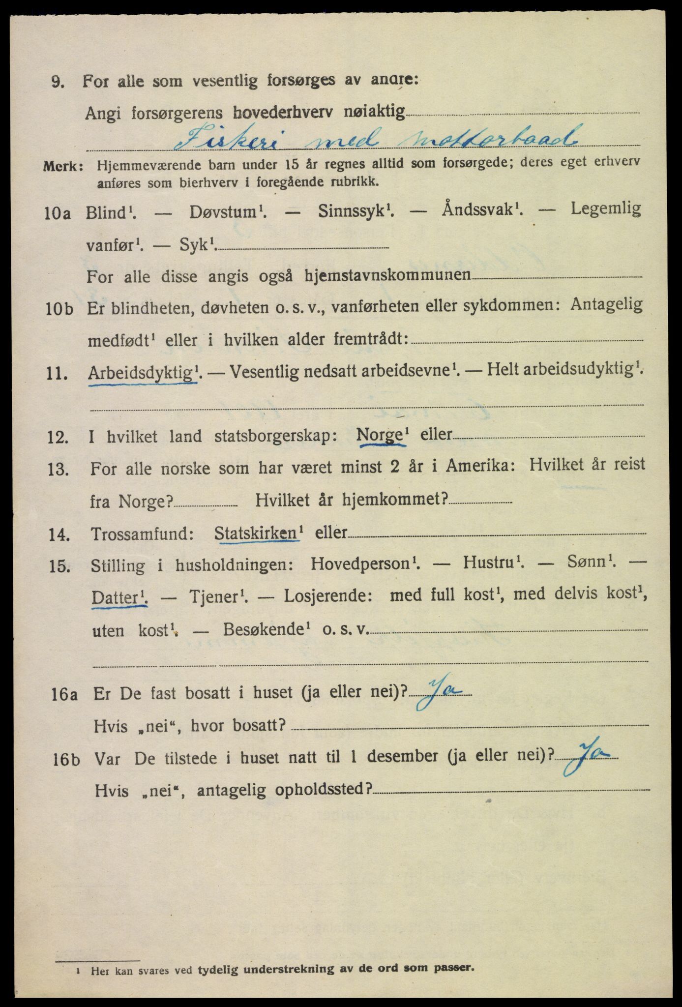 SAK, 1920 census for Oddernes, 1920, p. 3354