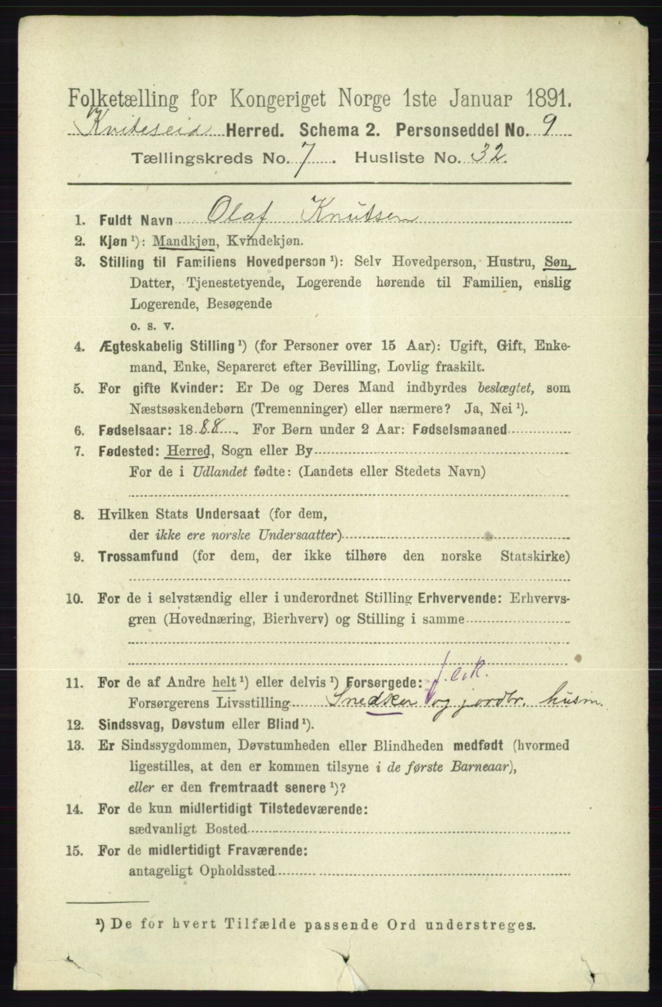 RA, 1891 census for 0829 Kviteseid, 1891, p. 1546