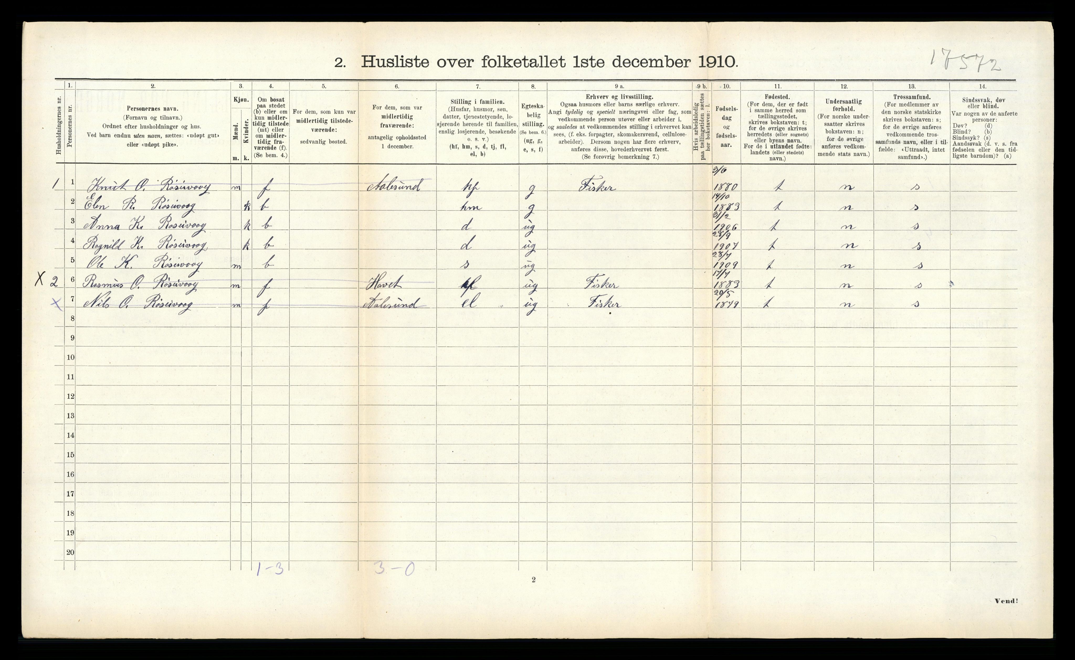 RA, 1910 census for Aukra, 1910, p. 227