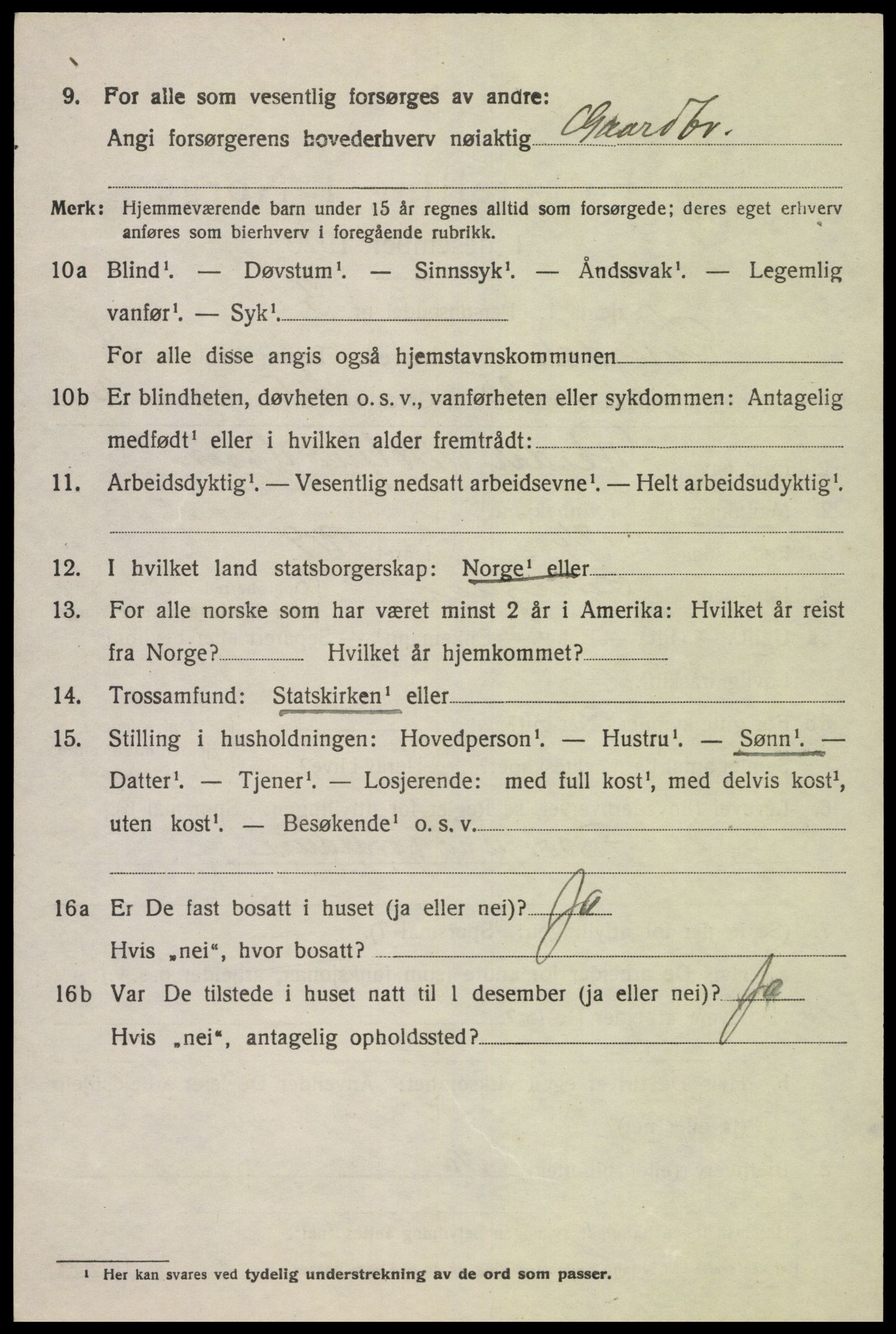 SAK, 1920 census for Lyngdal, 1920, p. 4402