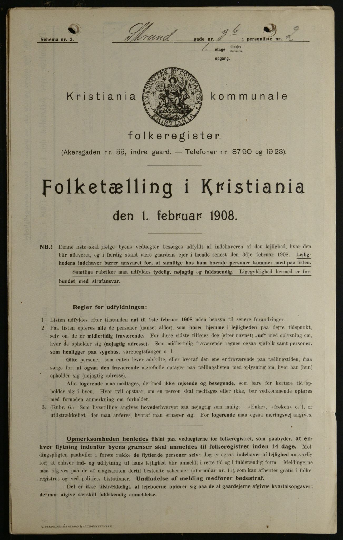 OBA, Municipal Census 1908 for Kristiania, 1908, p. 93258