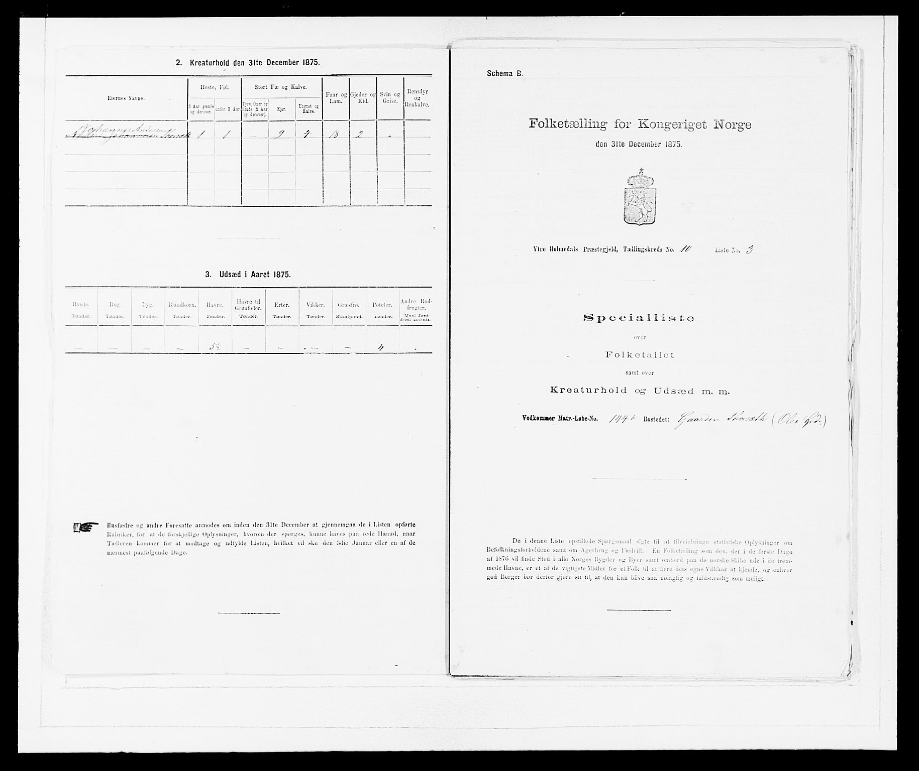 SAB, 1875 census for 1429P Ytre Holmedal, 1875, p. 613