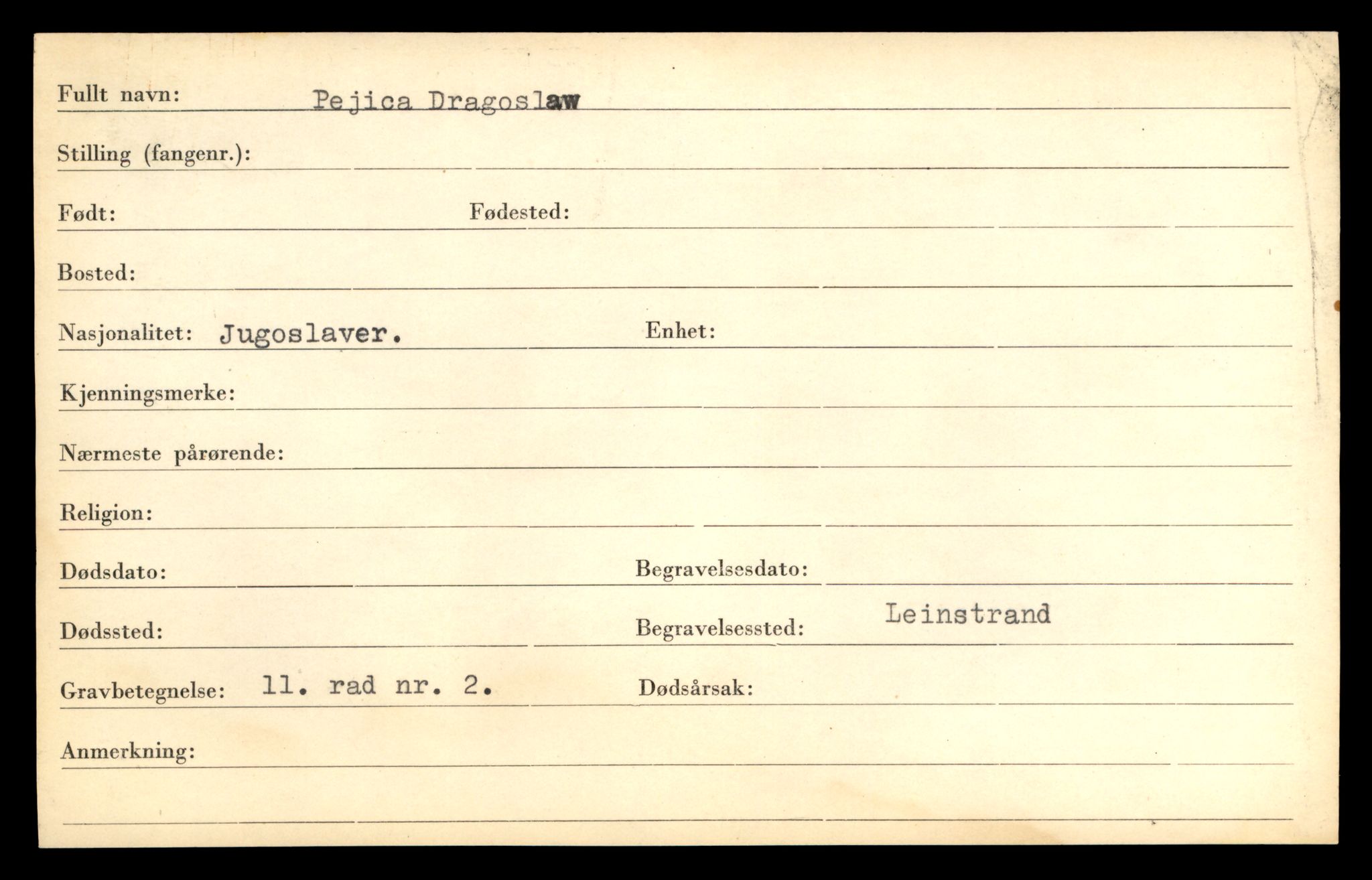 Distriktskontoret for krigsgraver, AV/SAT-A-5030/E/L0005: Kasett/kartotek over falne Britiske og tyske solater, samt andre nasjoners krigsgraver, 1945, p. 129