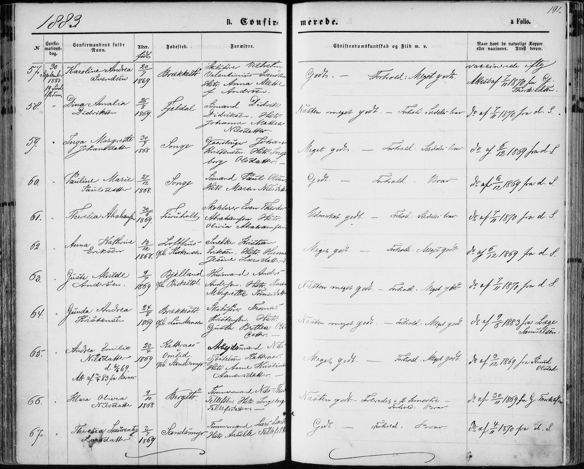 Vestre Moland sokneprestkontor, AV/SAK-1111-0046/F/Fa/Fab/L0008: Parish register (official) no. A 8, 1873-1883, p. 191