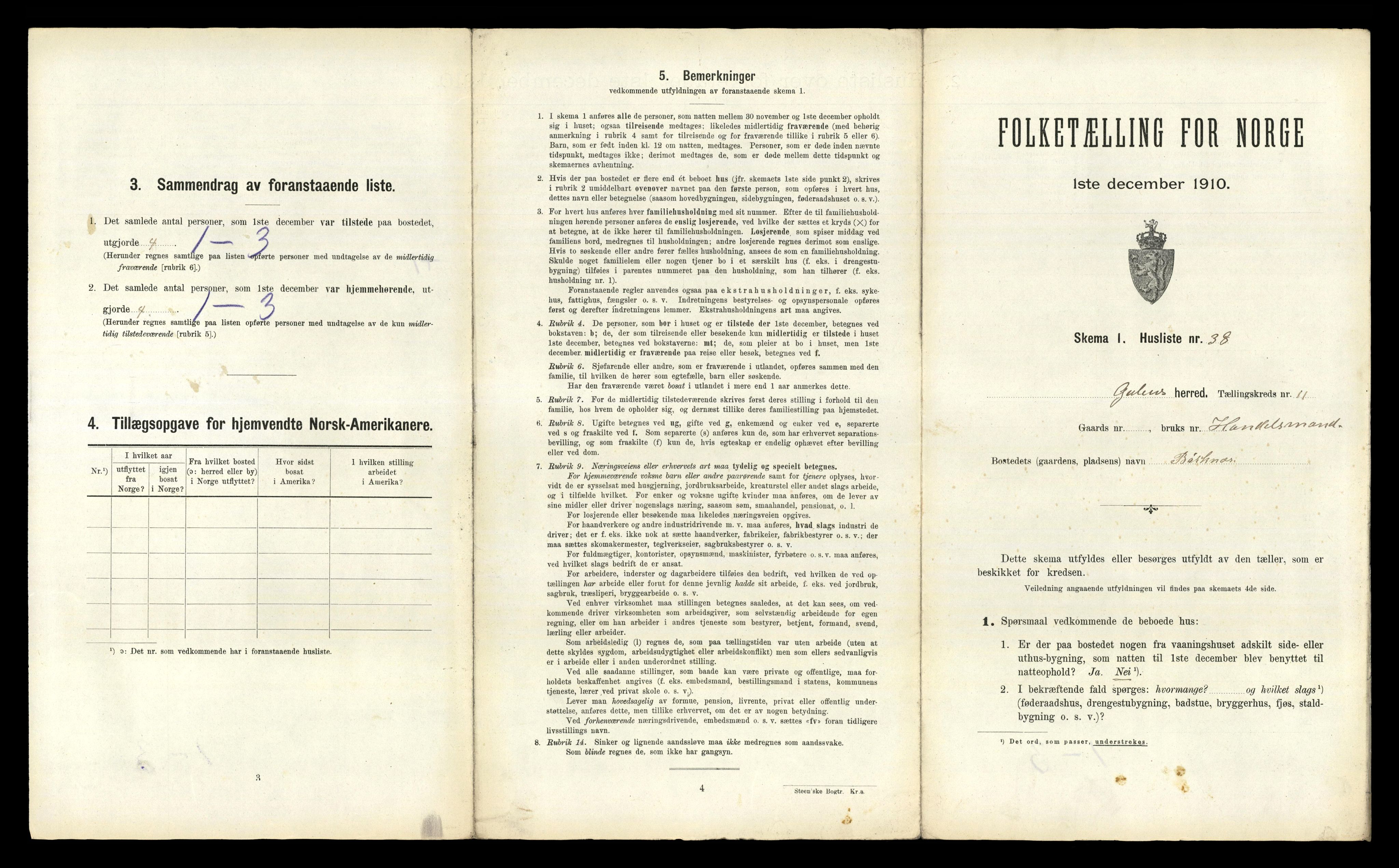 RA, 1910 census for Gulen, 1910, p. 1016