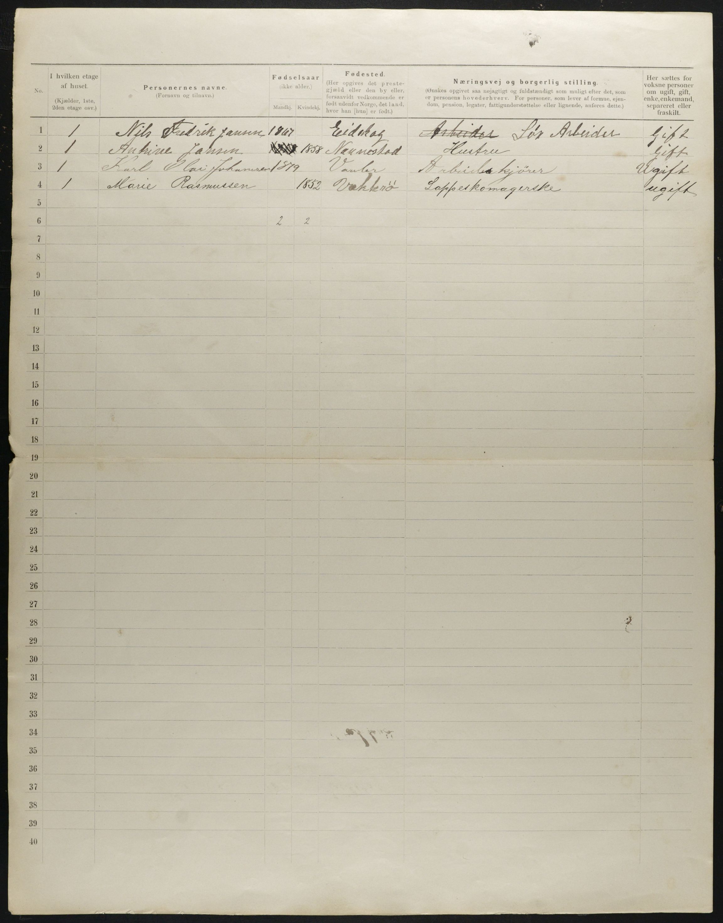 OBA, Municipal Census 1901 for Kristiania, 1901, p. 12