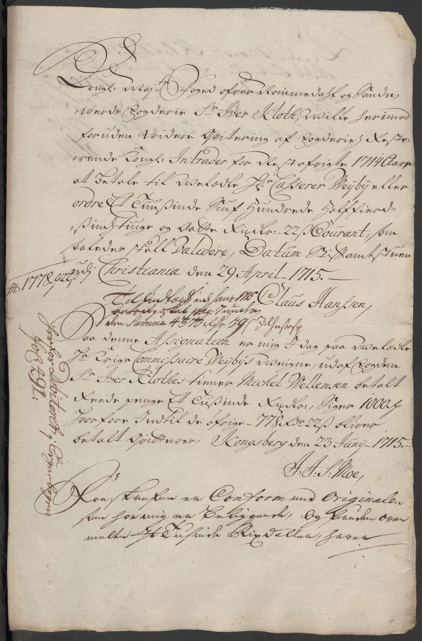 Rentekammeret inntil 1814, Reviderte regnskaper, Fogderegnskap, AV/RA-EA-4092/R24/L1591: Fogderegnskap Numedal og Sandsvær, 1715, p. 364