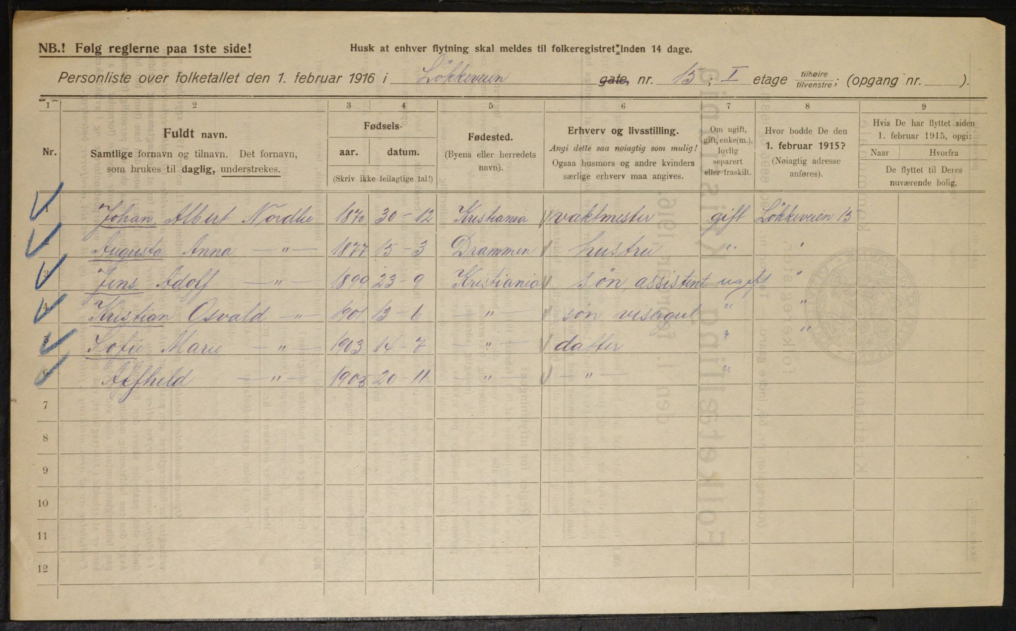 OBA, Municipal Census 1916 for Kristiania, 1916, p. 60094