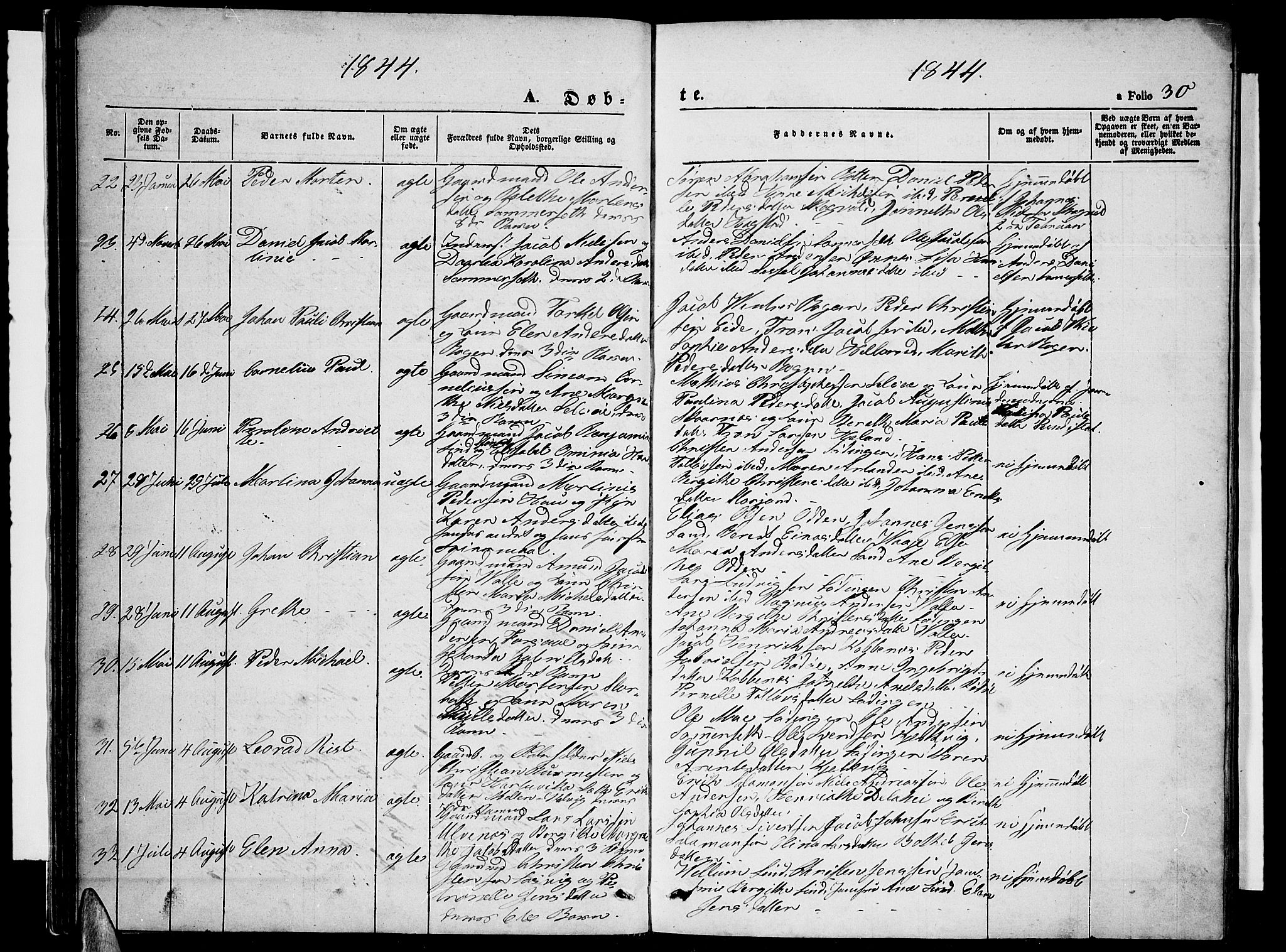 Ministerialprotokoller, klokkerbøker og fødselsregistre - Nordland, SAT/A-1459/872/L1045: Parish register (copy) no. 872C01, 1840-1851, p. 30