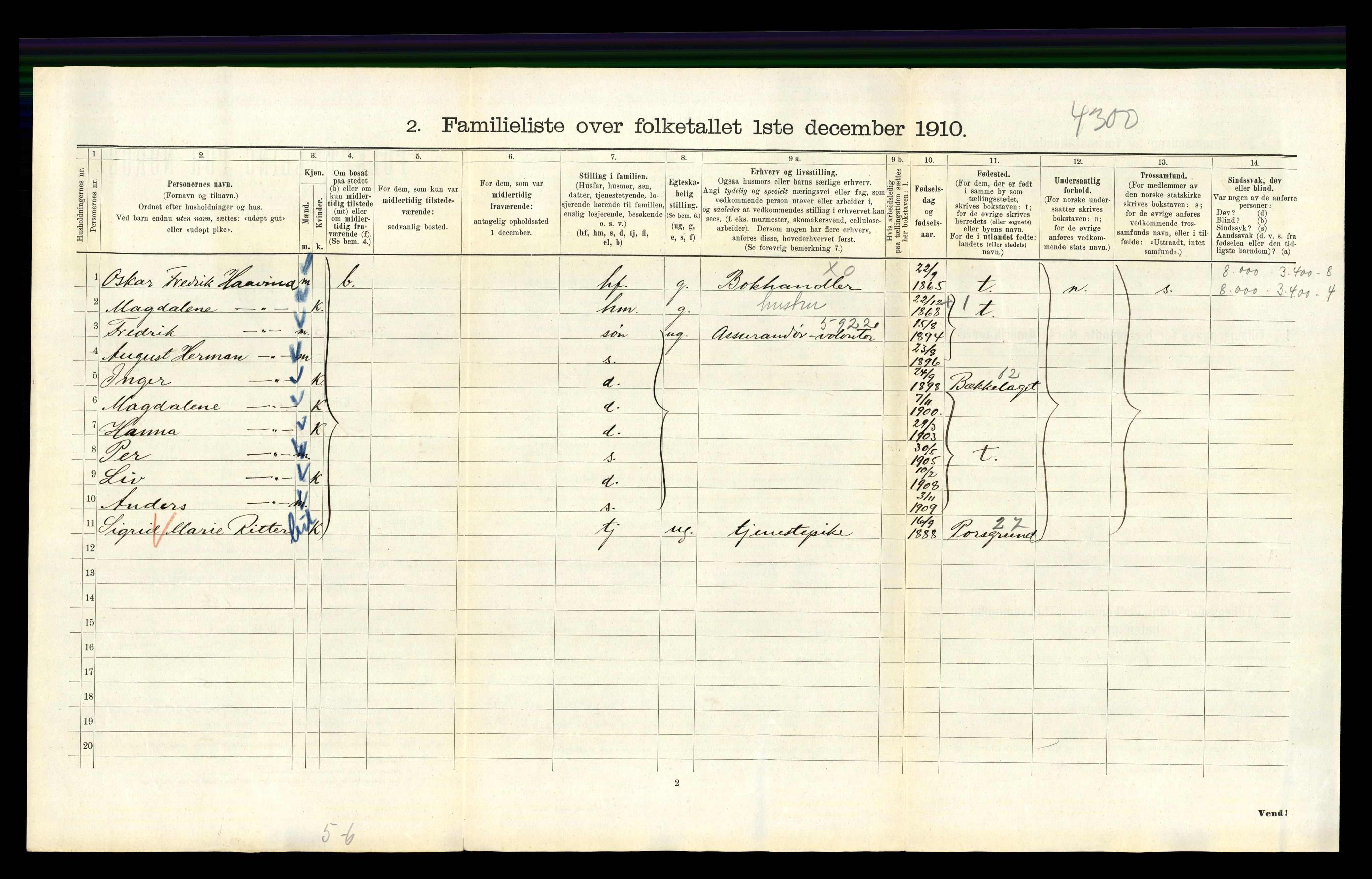 RA, 1910 census for Kristiania, 1910, p. 20324