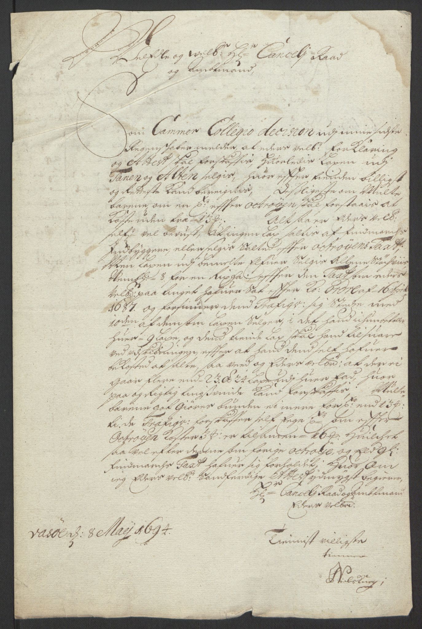 Rentekammeret inntil 1814, Reviderte regnskaper, Fogderegnskap, AV/RA-EA-4092/R69/L4851: Fogderegnskap Finnmark/Vardøhus, 1691-1700, p. 129