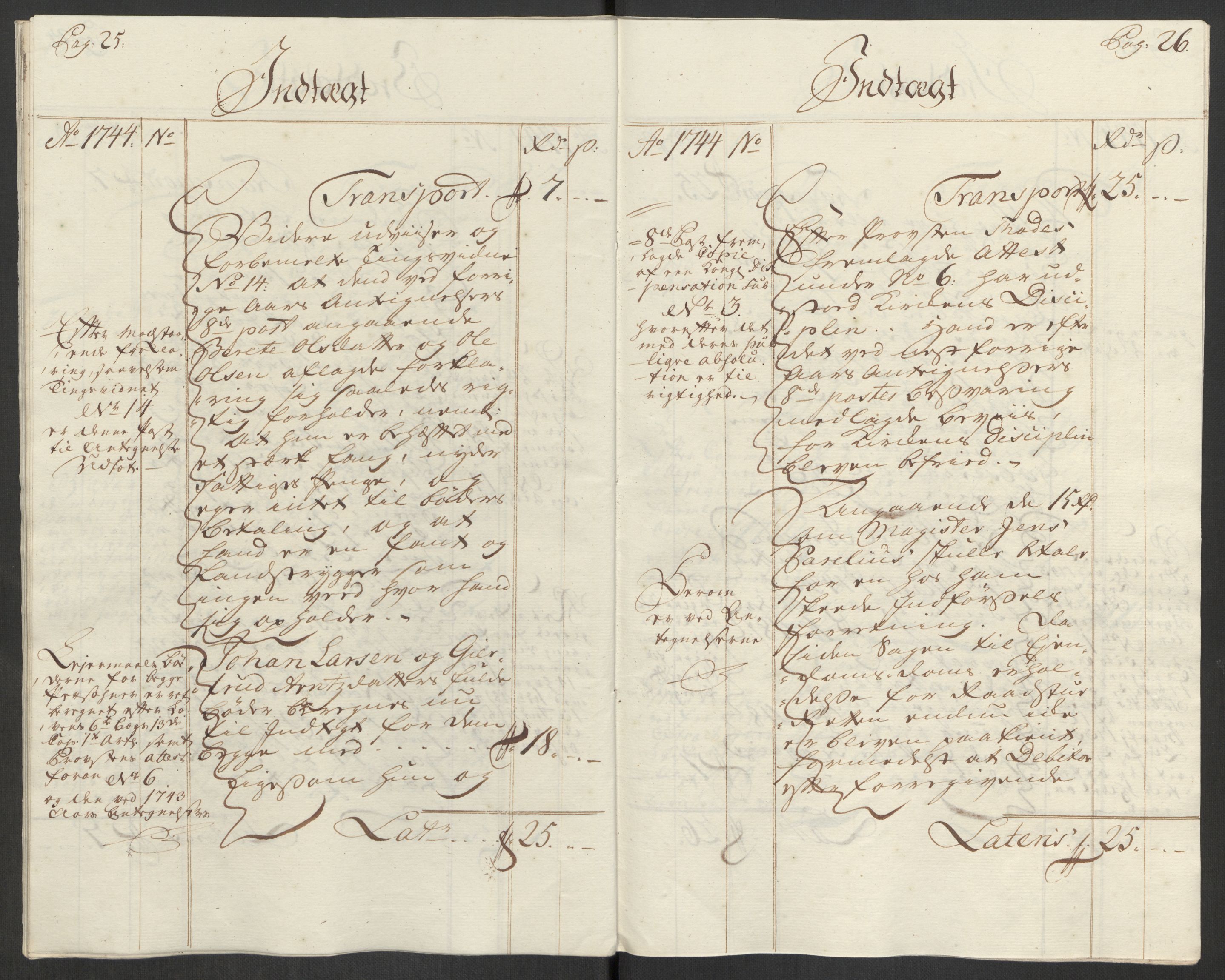 Rentekammeret inntil 1814, Reviderte regnskaper, Byregnskaper, AV/RA-EA-4066/R/Rs/L0541: [S22] Sikt og sakefall, 1743-1746, p. 134