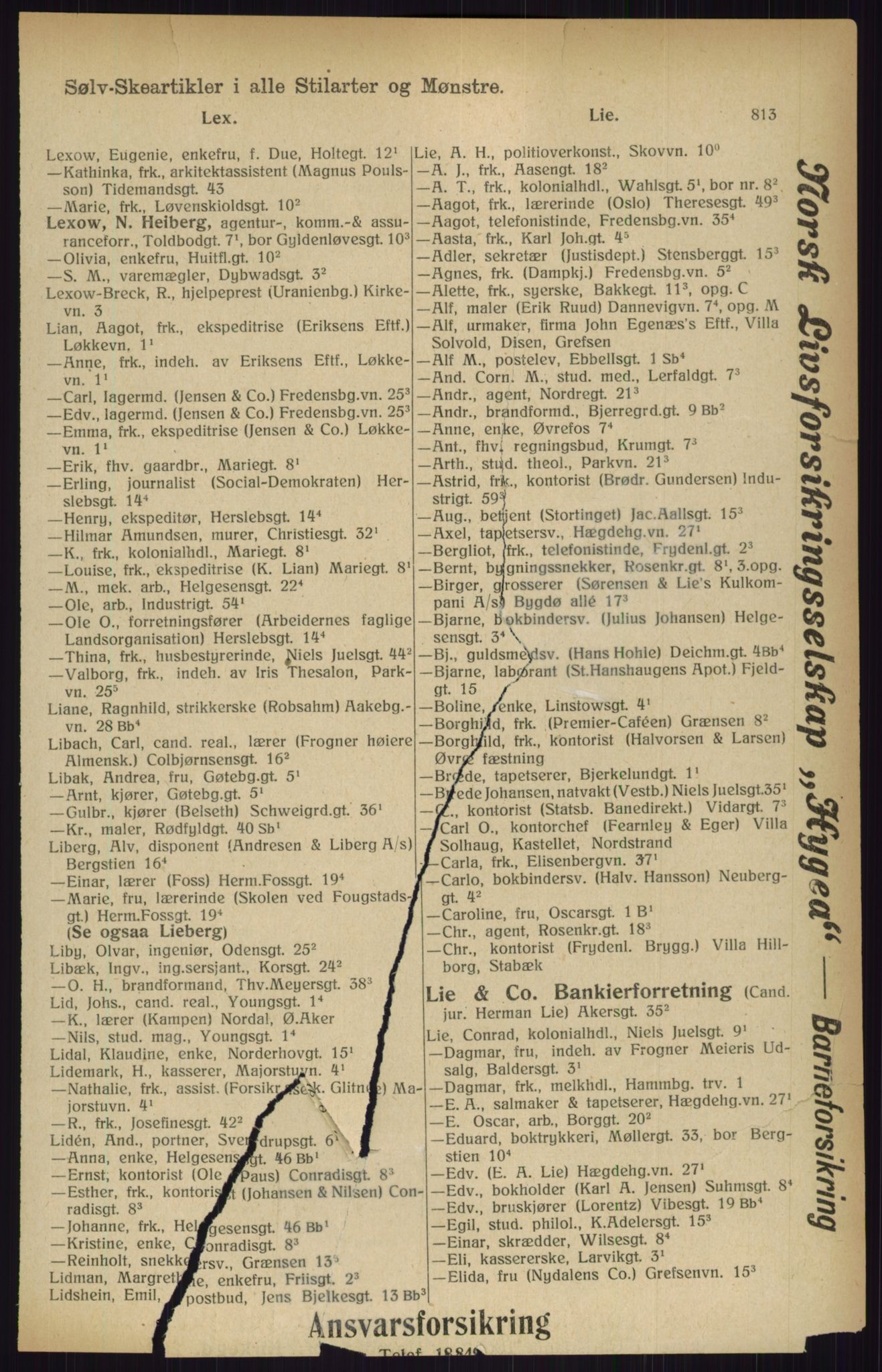 Kristiania/Oslo adressebok, PUBL/-, 1916, p. 813