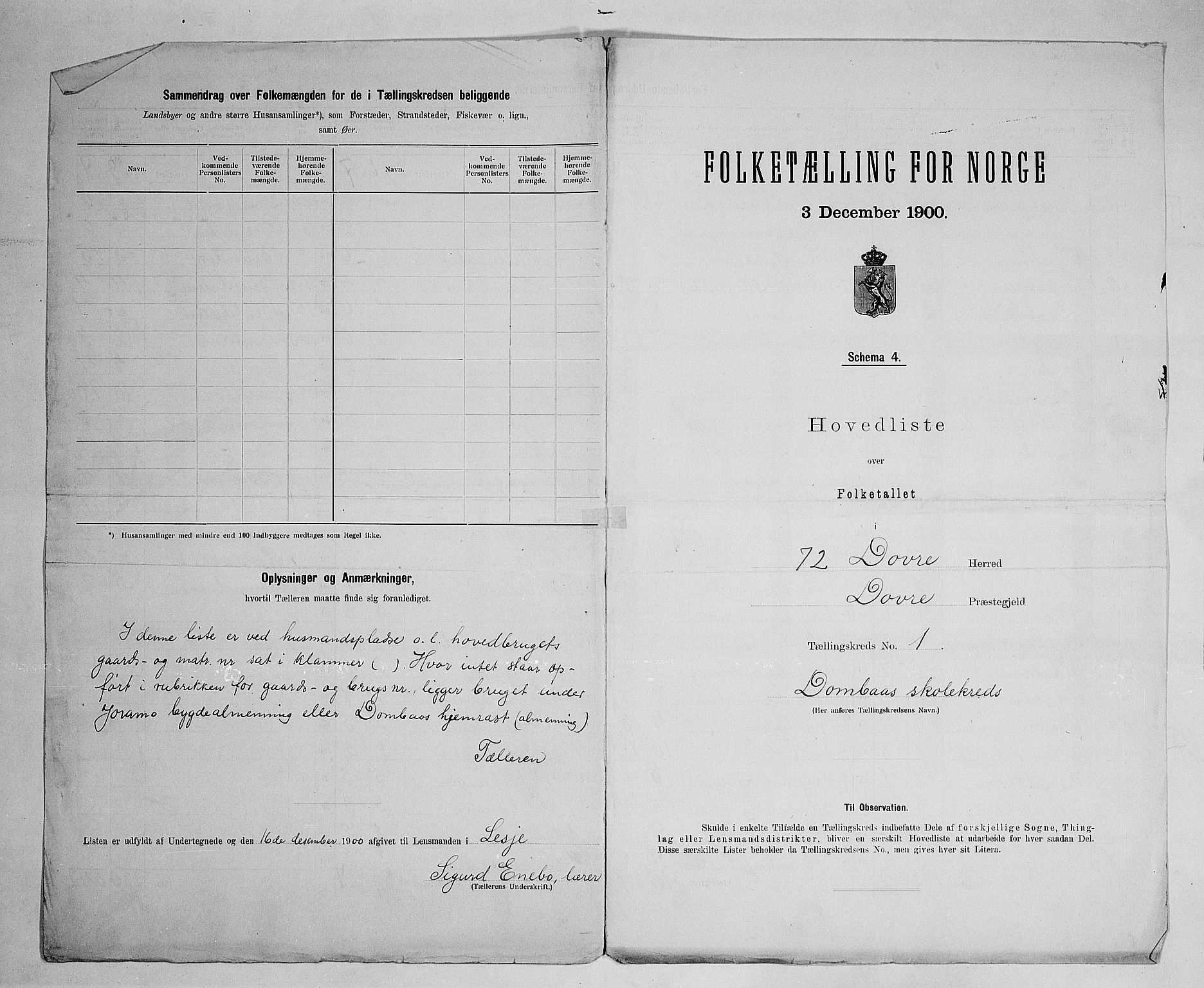 SAH, 1900 census for Dovre, 1900, p. 9