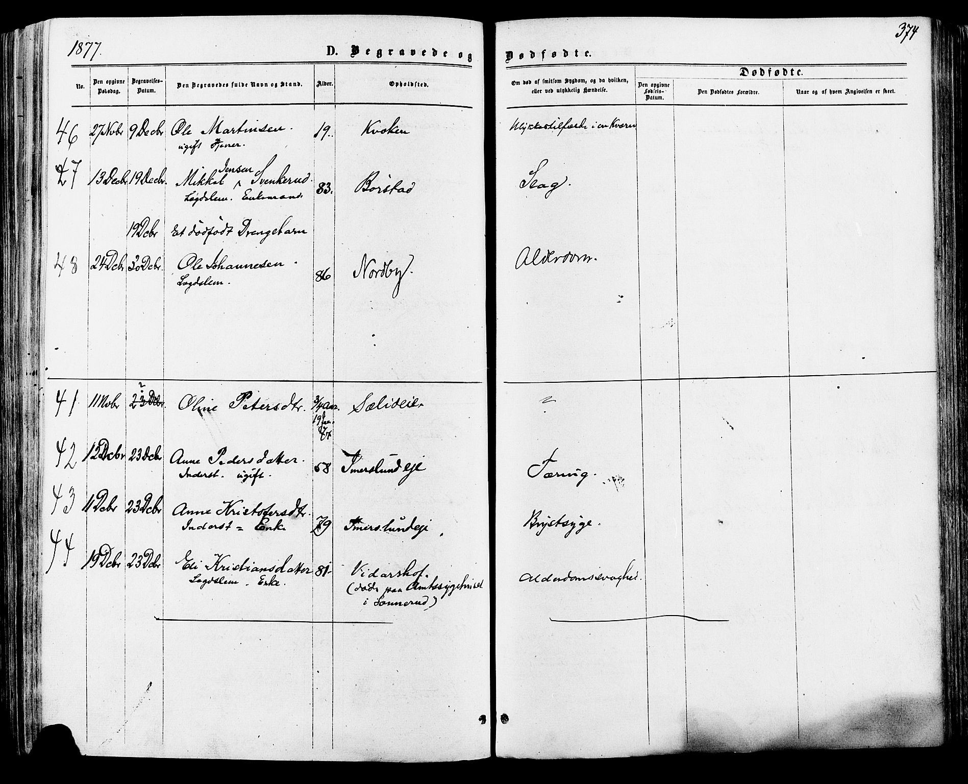 Vang prestekontor, Hedmark, AV/SAH-PREST-008/H/Ha/Haa/L0015: Parish register (official) no. 15, 1871-1885, p. 374