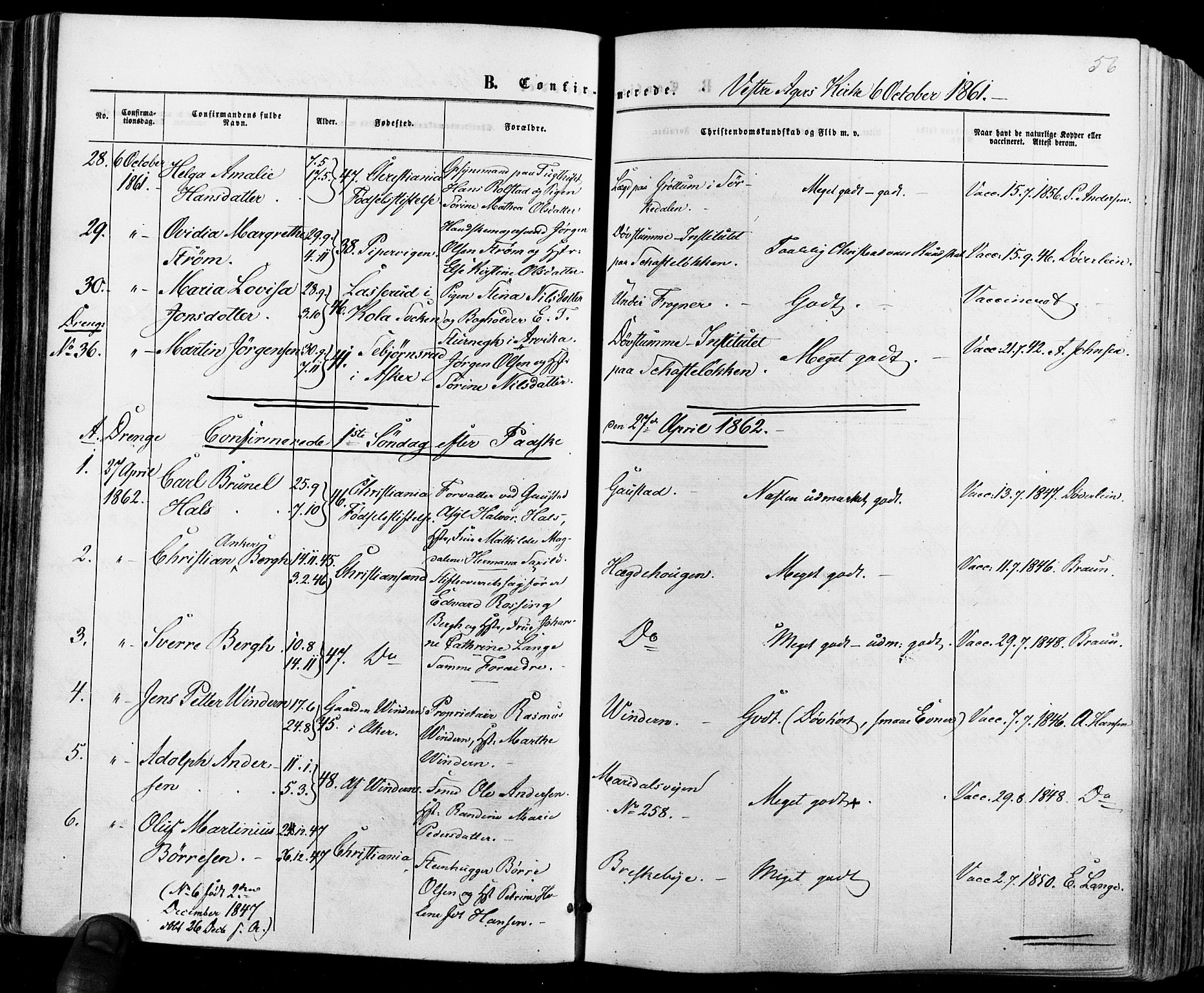 Vestre Aker prestekontor Kirkebøker, SAO/A-10025/F/Fa/L0005: Parish register (official) no. 5, 1859-1877, p. 56