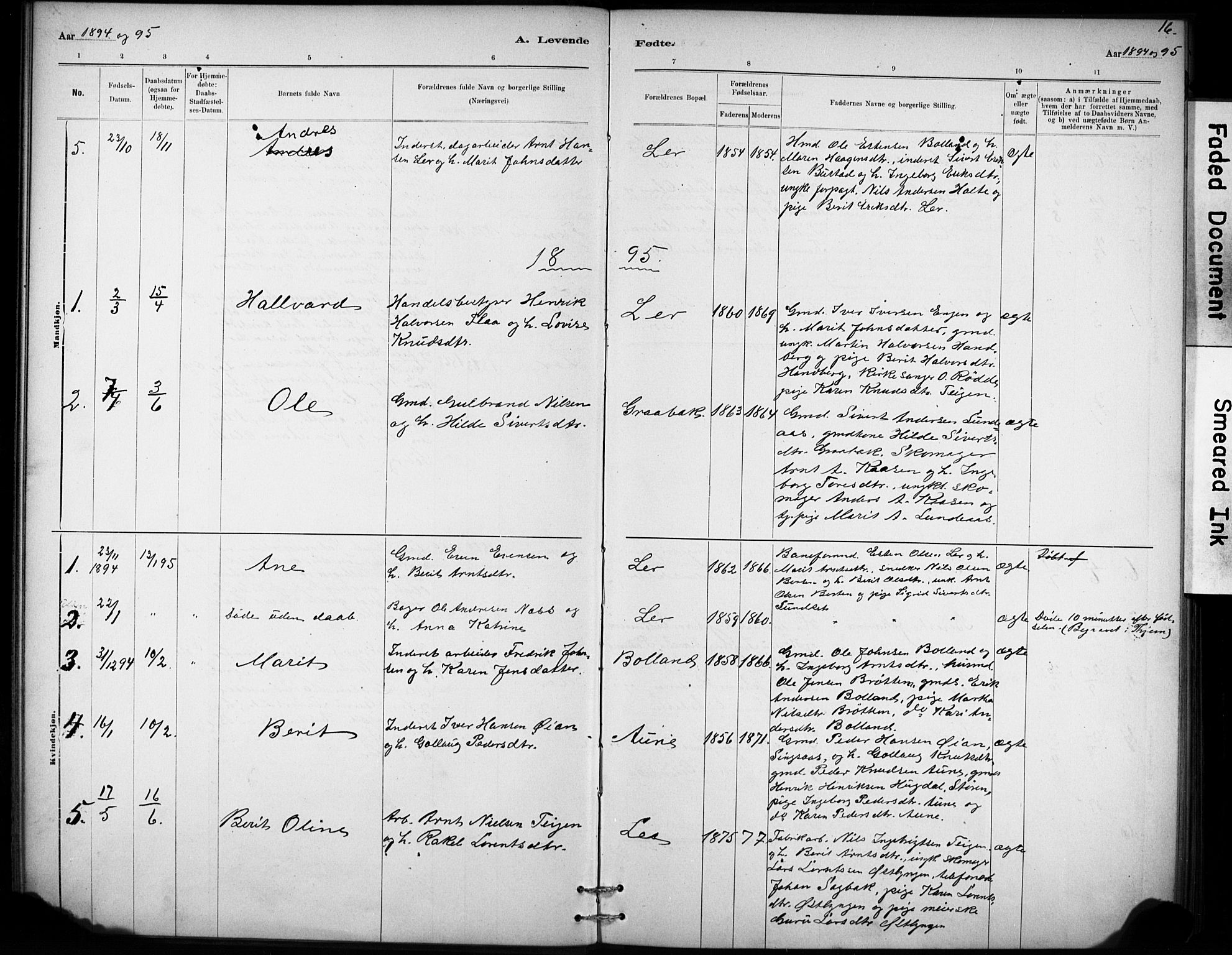 Ministerialprotokoller, klokkerbøker og fødselsregistre - Sør-Trøndelag, AV/SAT-A-1456/693/L1119: Parish register (official) no. 693A01, 1887-1905, p. 16