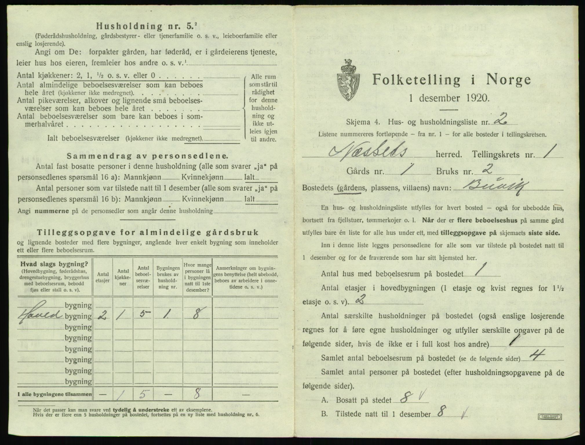 SAT, 1920 census for Nesset, 1920, p. 40