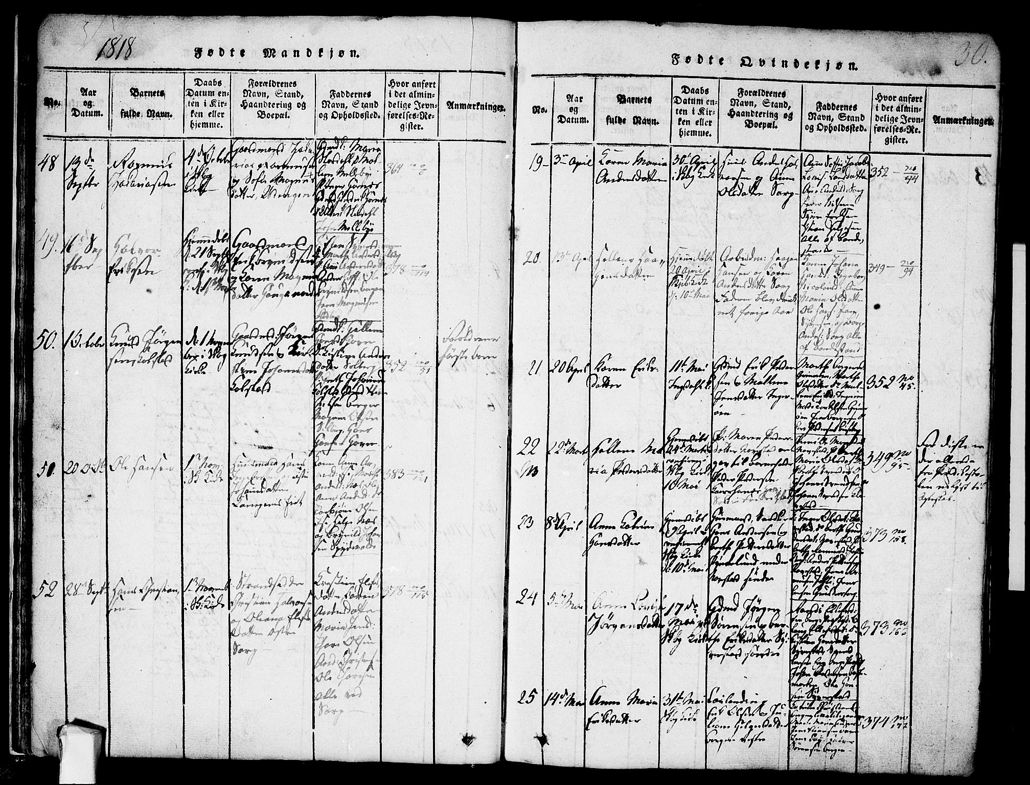 Skjeberg prestekontor Kirkebøker, SAO/A-10923/F/Fa/L0004: Parish register (official) no. I 4, 1815-1830, p. 30