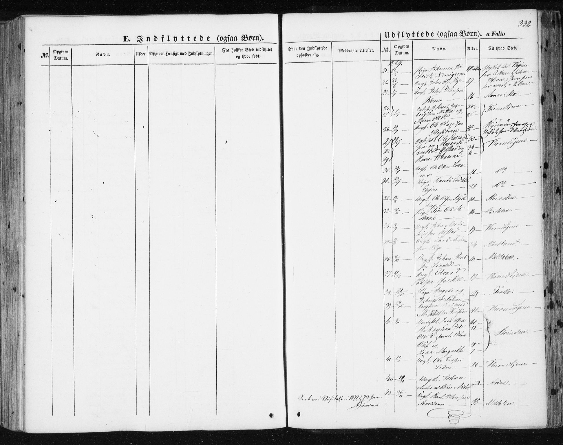 Ministerialprotokoller, klokkerbøker og fødselsregistre - Sør-Trøndelag, AV/SAT-A-1456/668/L0806: Parish register (official) no. 668A06, 1854-1869, p. 332