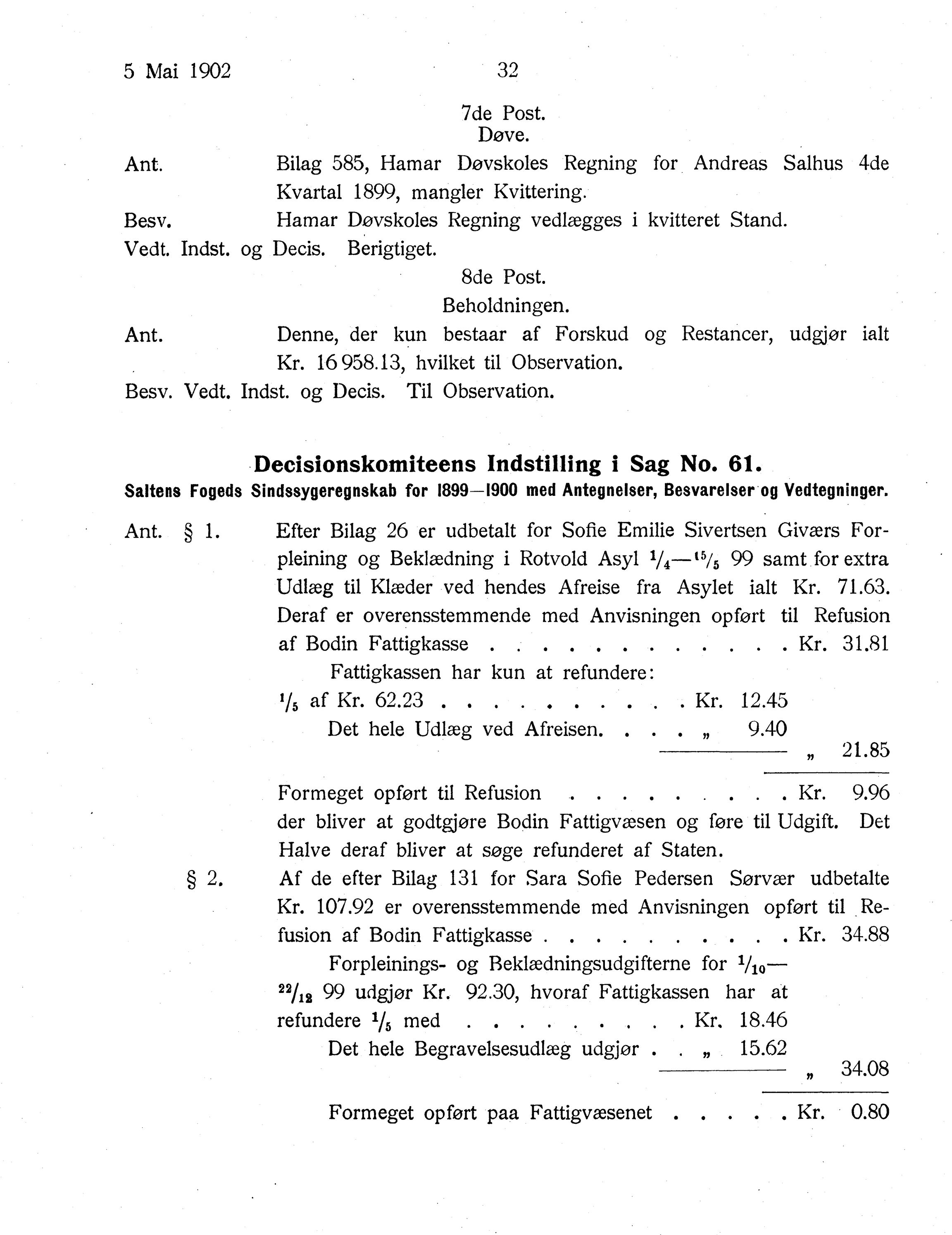 Nordland Fylkeskommune. Fylkestinget, AIN/NFK-17/176/A/Ac/L0025: Fylkestingsforhandlinger 1902, 1902