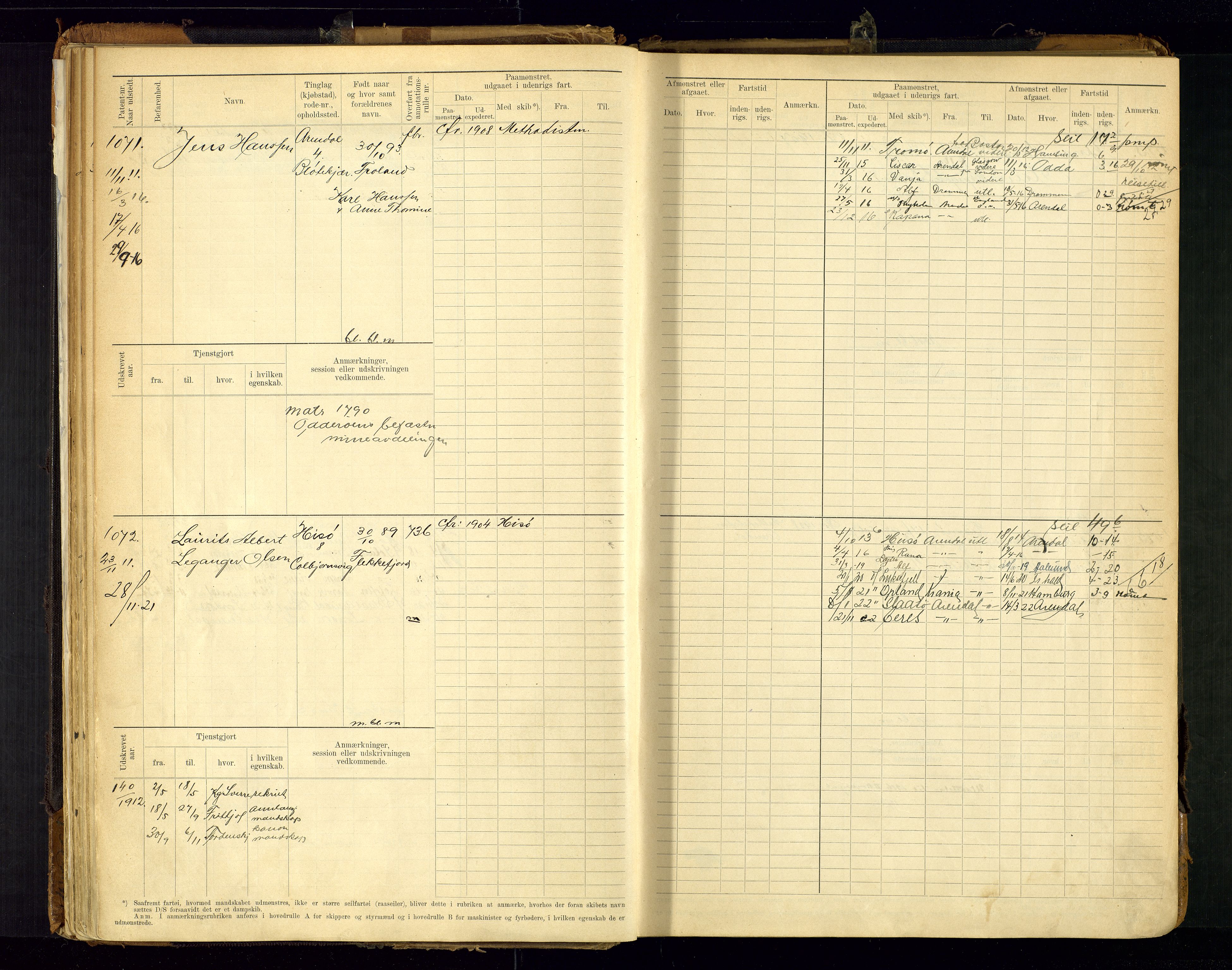 Arendal mønstringskrets, SAK/2031-0012/F/Fb/L0021: Hovedrulle A nr 969-1465, S-19, 1910-1914, p. 56