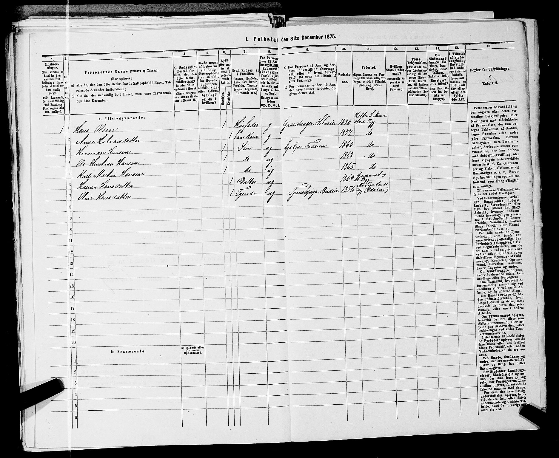 RA, 1875 census for 0234P Gjerdrum, 1875, p. 146