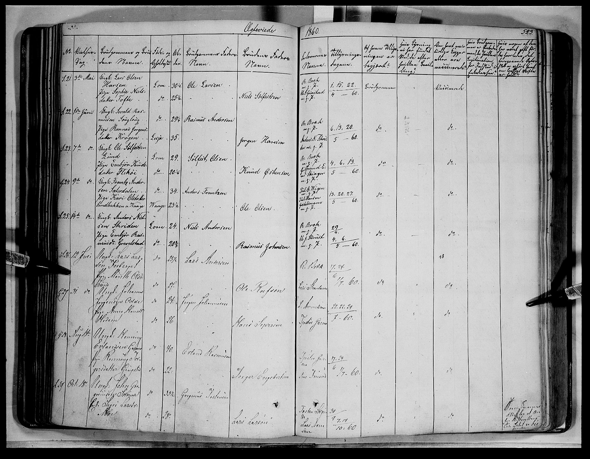 Lom prestekontor, SAH/PREST-070/K/L0006: Parish register (official) no. 6B, 1837-1863, p. 523