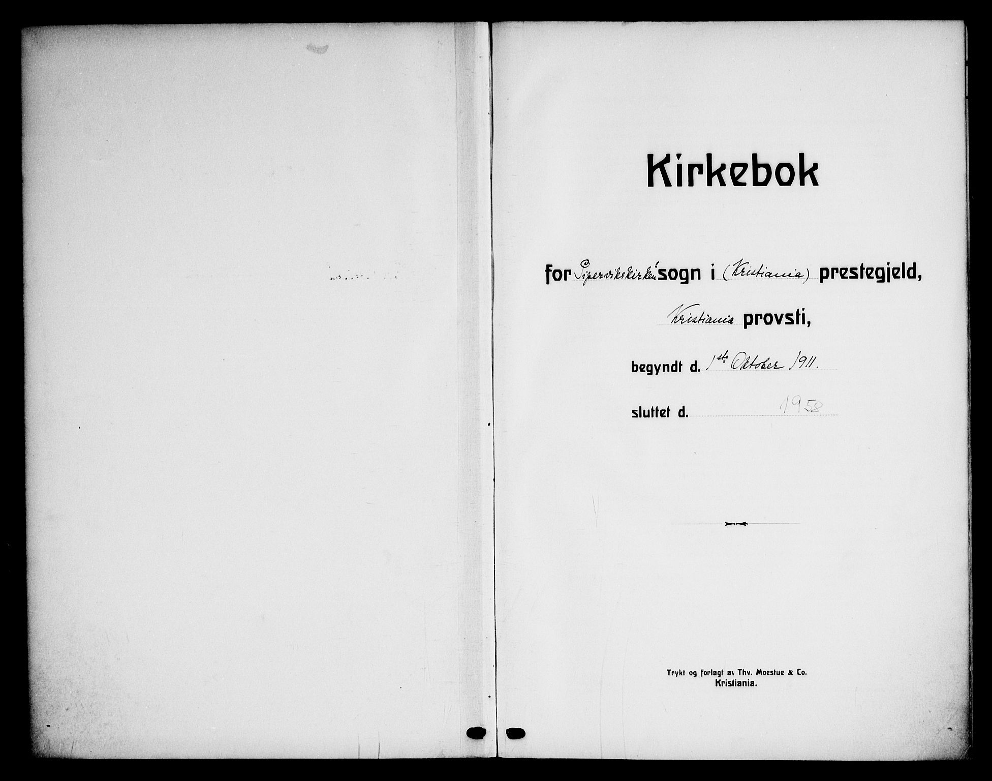 Piperviken prestekontor Kirkebøker, AV/SAO-A-10874/F/L0001: Parish register (official) no. 1, 1911-1958