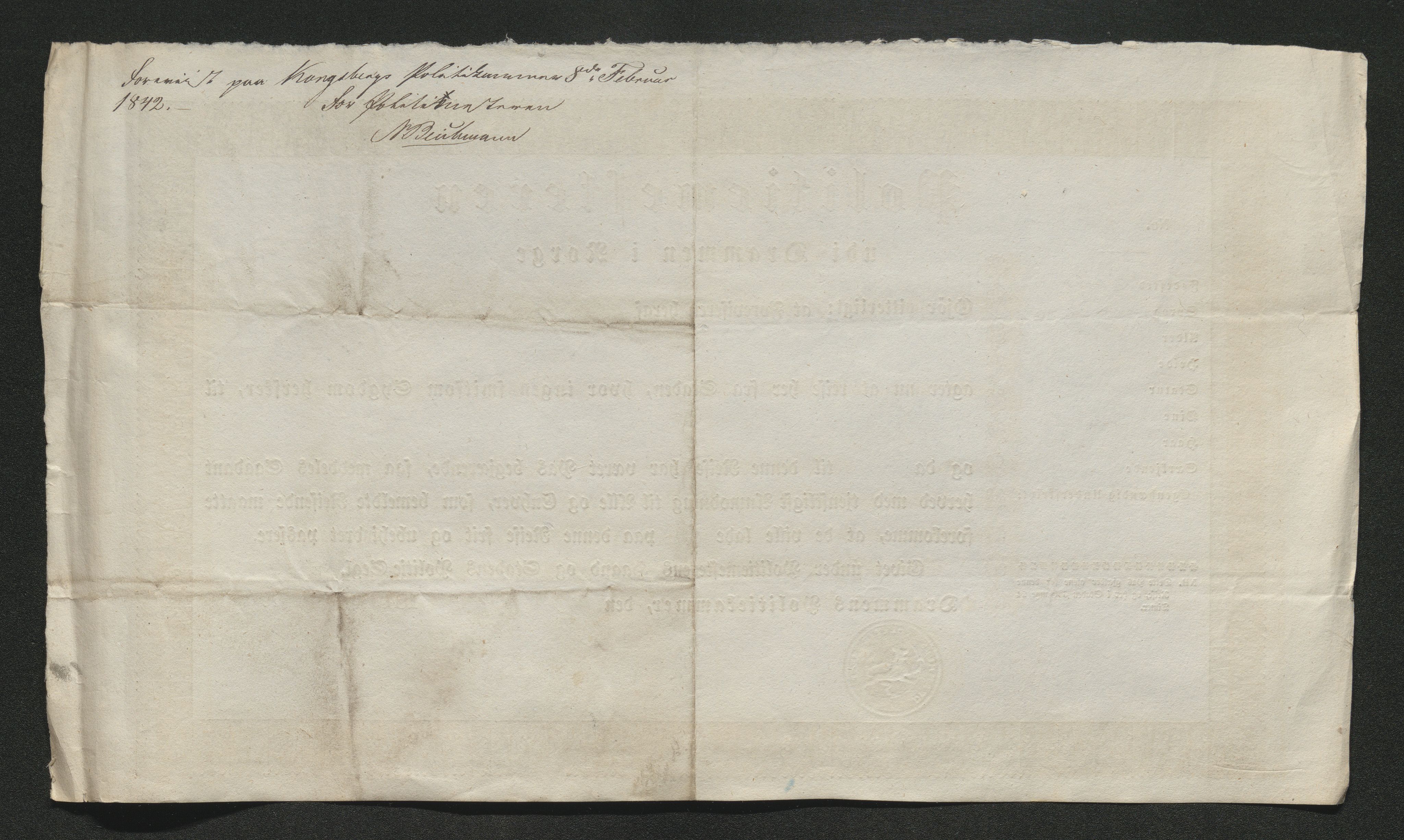Drammen politikammer, AV/SAKO-A-623/I/Ia/Iab/L0006: Innleverte pass, 1841-1842, p. 365