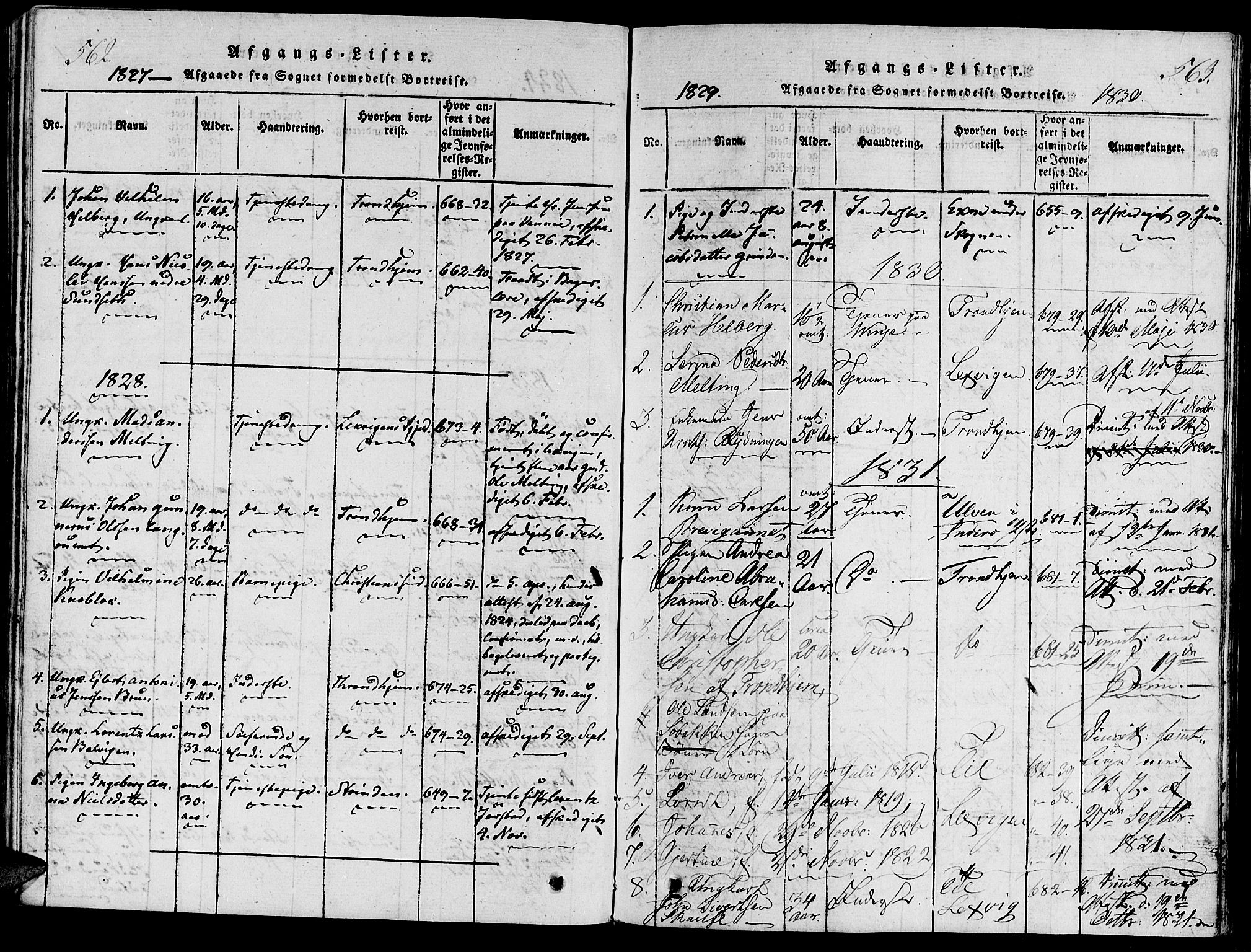 Ministerialprotokoller, klokkerbøker og fødselsregistre - Nord-Trøndelag, SAT/A-1458/733/L0322: Parish register (official) no. 733A01, 1817-1842, p. 562-563