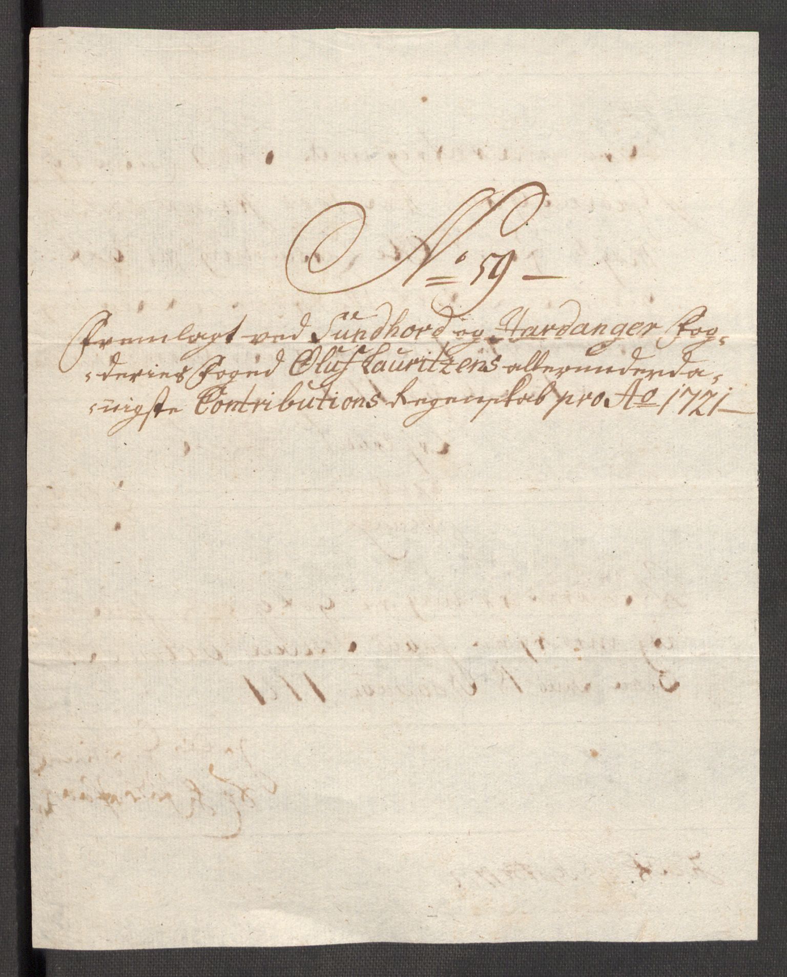 Rentekammeret inntil 1814, Reviderte regnskaper, Fogderegnskap, RA/EA-4092/R48/L3000: Fogderegnskap Sunnhordland og Hardanger, 1721, p. 335