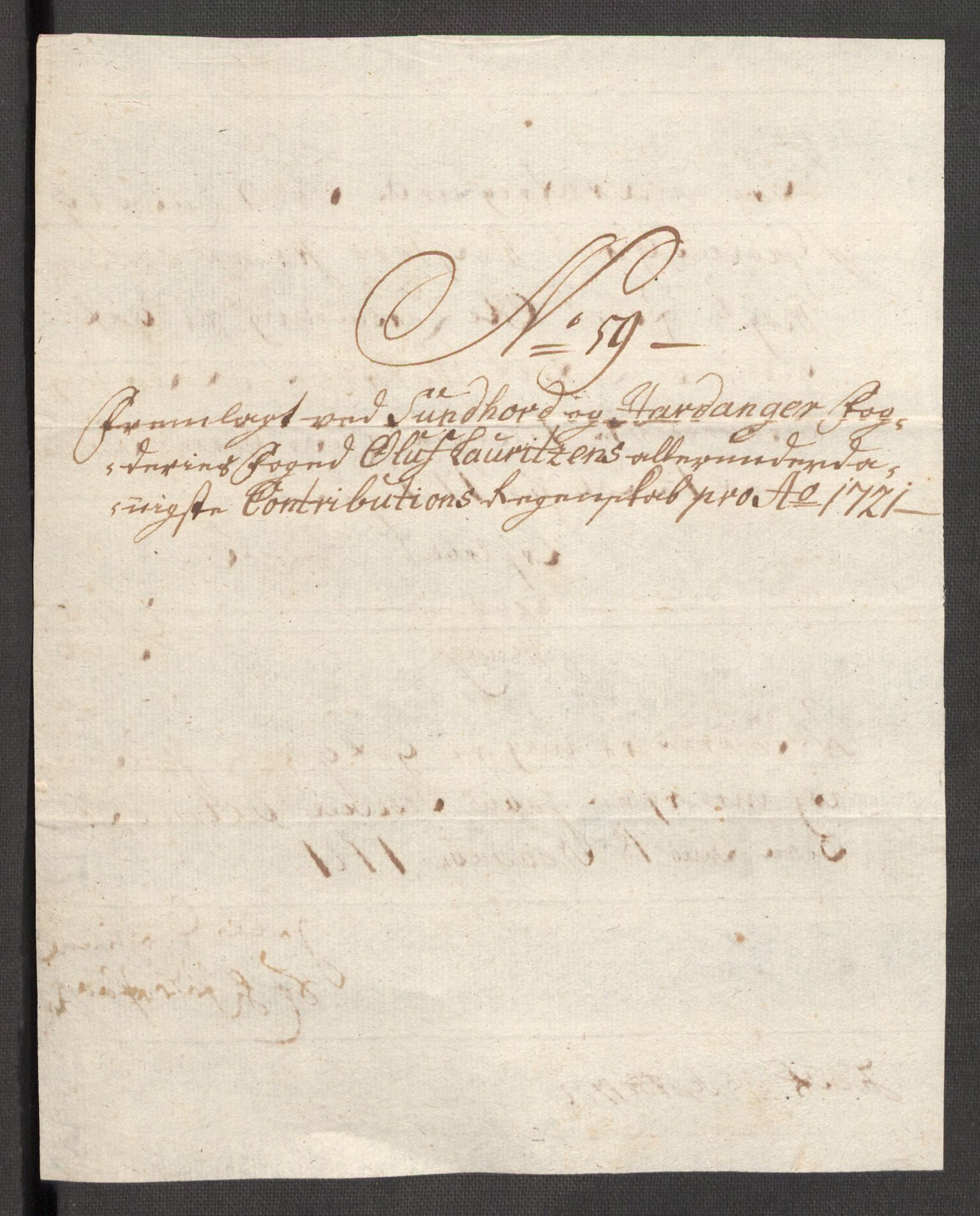 Rentekammeret inntil 1814, Reviderte regnskaper, Fogderegnskap, AV/RA-EA-4092/R48/L3000: Fogderegnskap Sunnhordland og Hardanger, 1721, p. 335