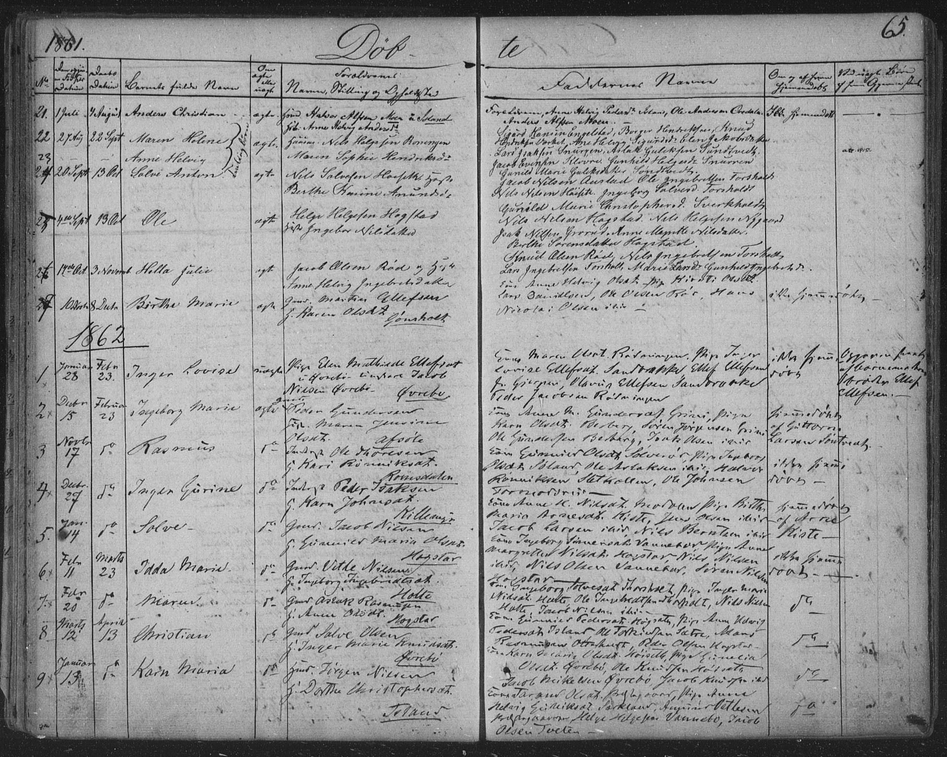Siljan kirkebøker, SAKO/A-300/F/Fa/L0001: Parish register (official) no. 1, 1831-1870, p. 65
