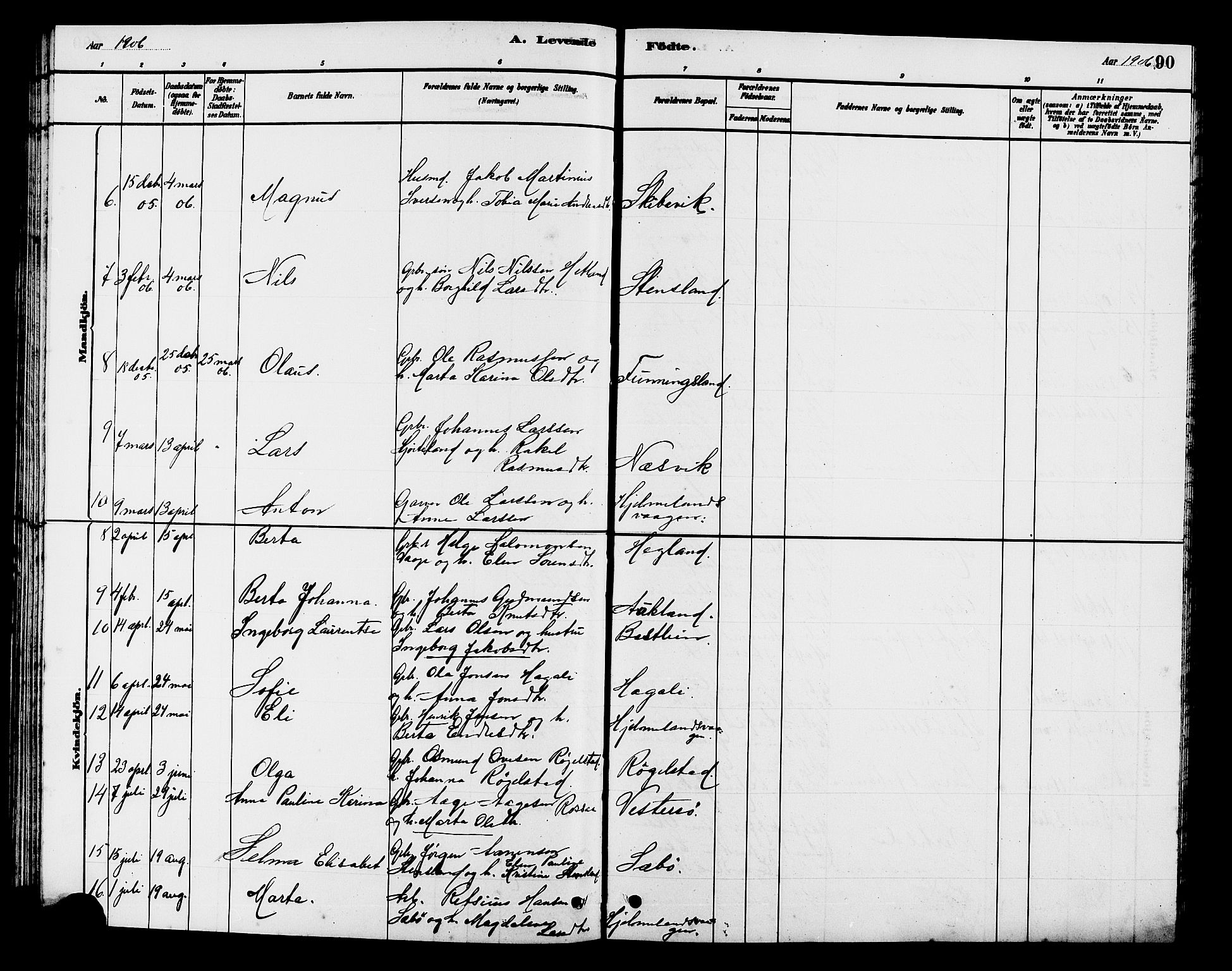 Hjelmeland sokneprestkontor, SAST/A-101843/01/V/L0007: Parish register (copy) no. B 7, 1880-1909, p. 90