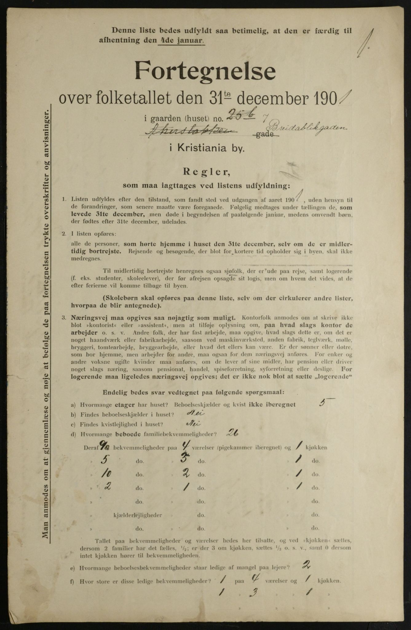 OBA, Municipal Census 1901 for Kristiania, 1901, p. 1344