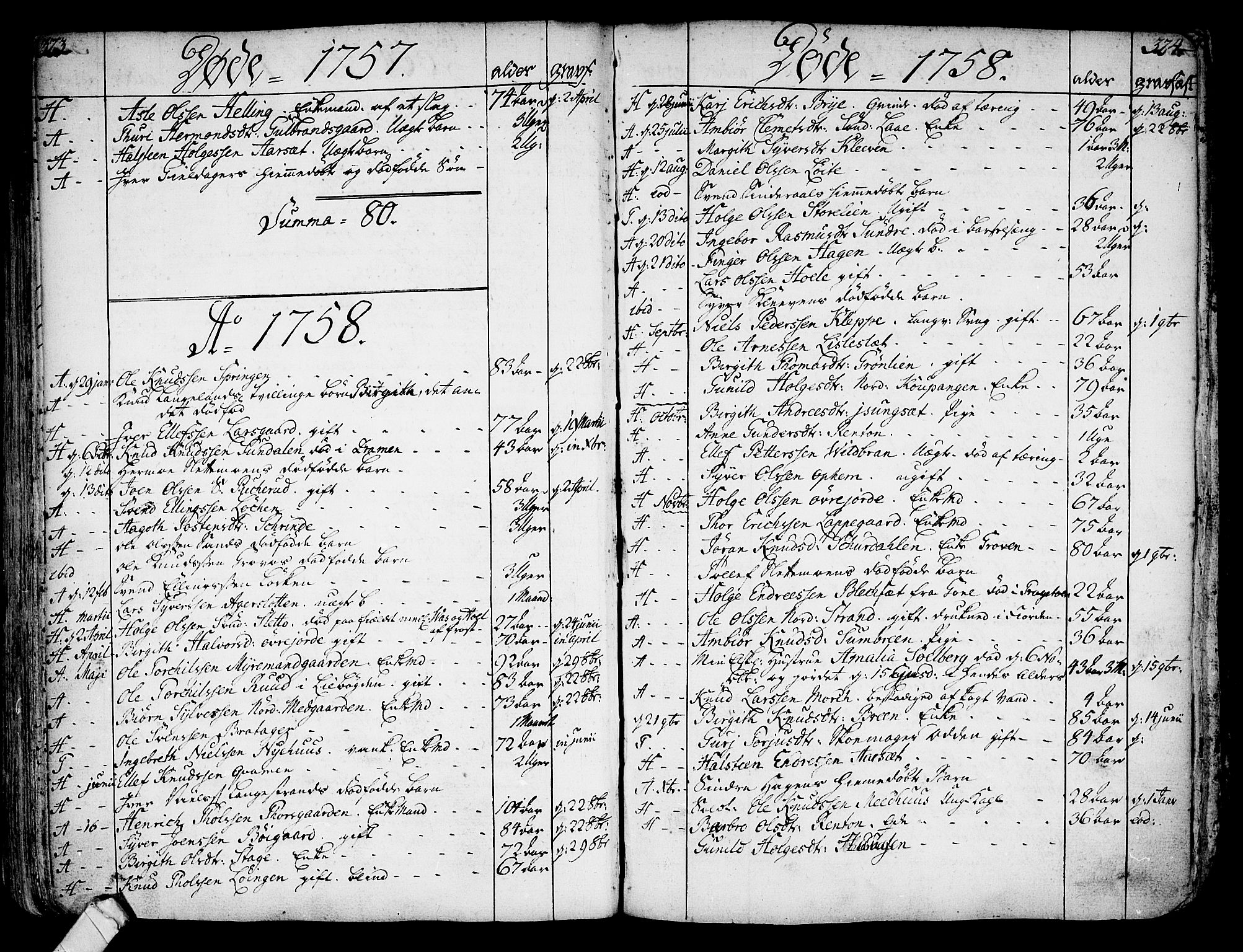 Ål kirkebøker, AV/SAKO-A-249/F/Fa/L0001: Parish register (official) no. I 1, 1744-1769, p. 323-324