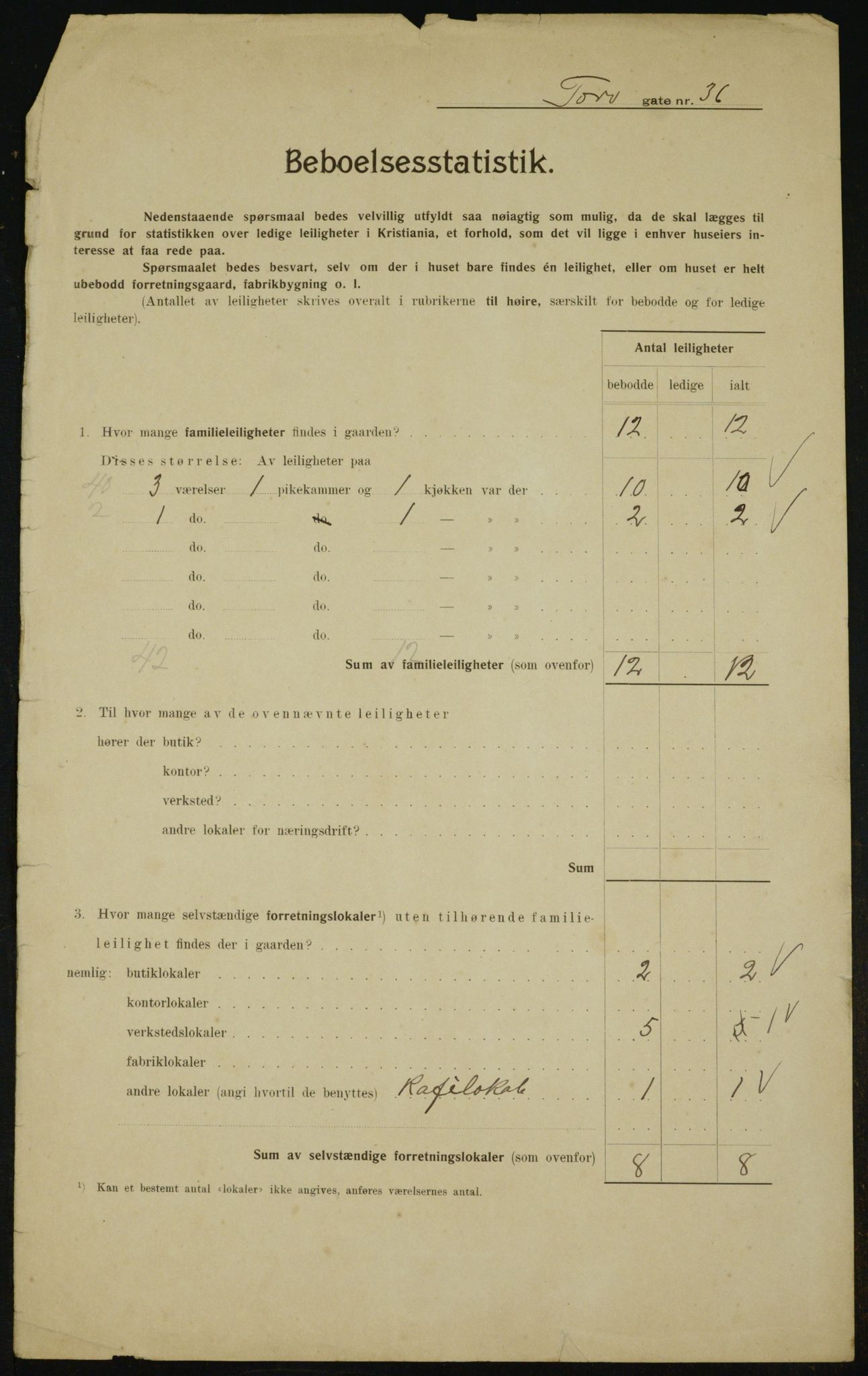 OBA, Municipal Census 1910 for Kristiania, 1910, p. 108506